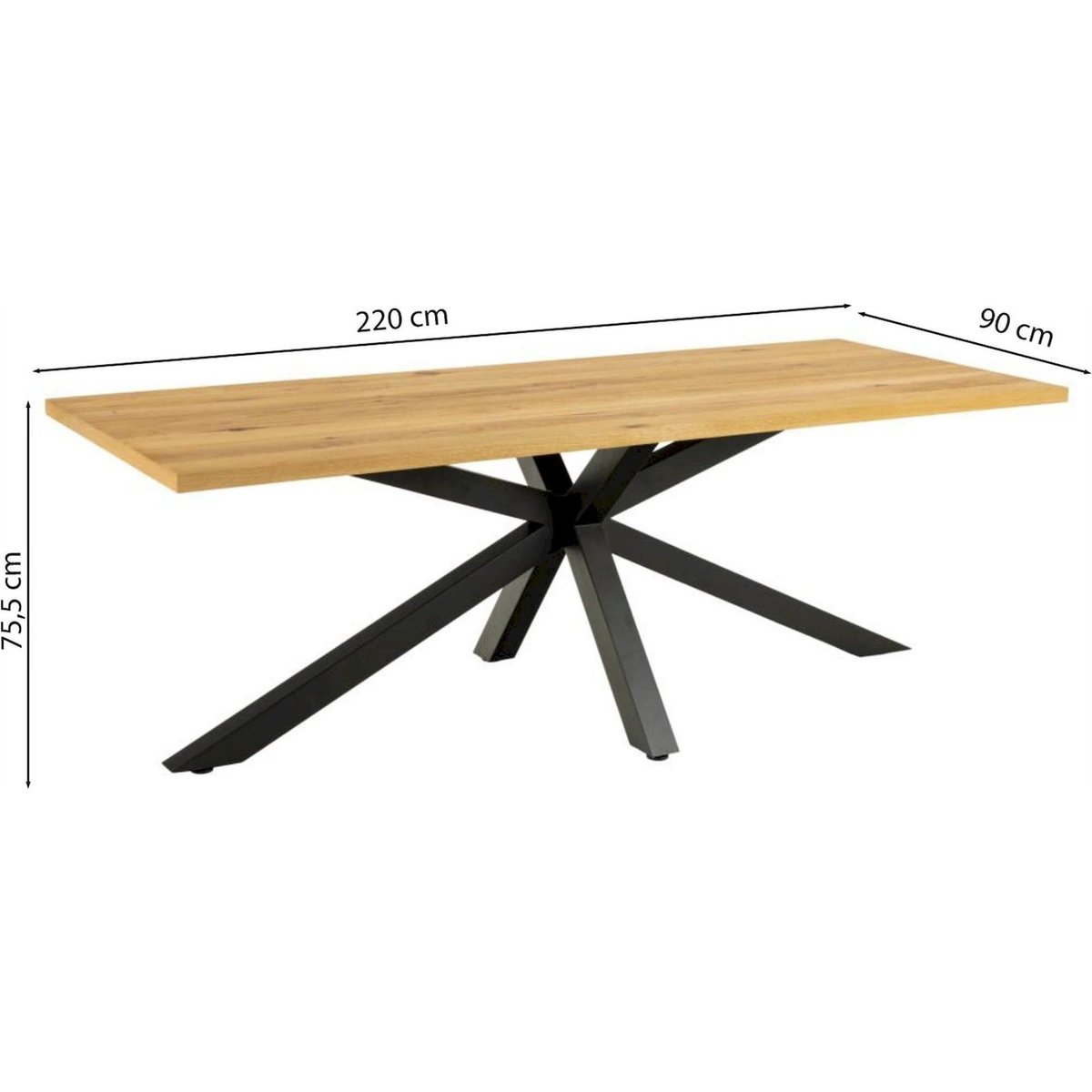 Table à manger rectangulaire chêne KARDEMA chêne et noir, RECOLLECTION