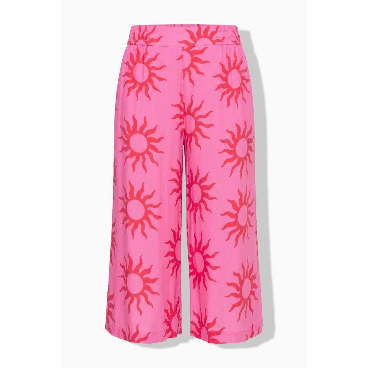 Pantacourt jambes très larges, taille haute rose vif, STUDIO UNTOLD