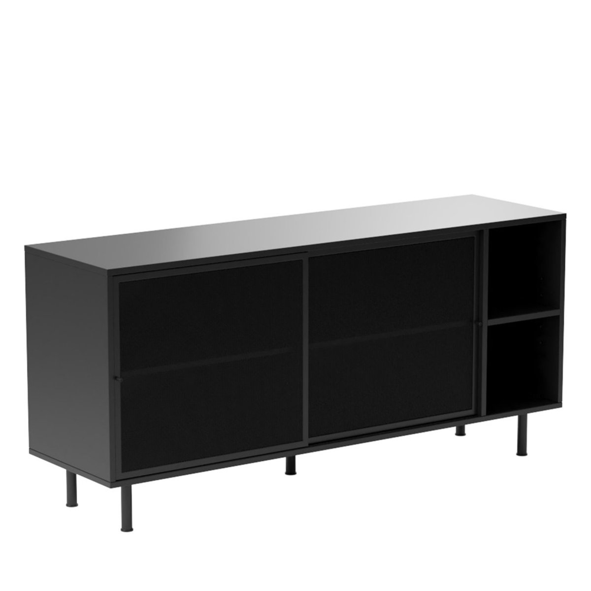 Buffet 2 portes, 2 niches en métal L160cm- KISO noir, DRAWER
