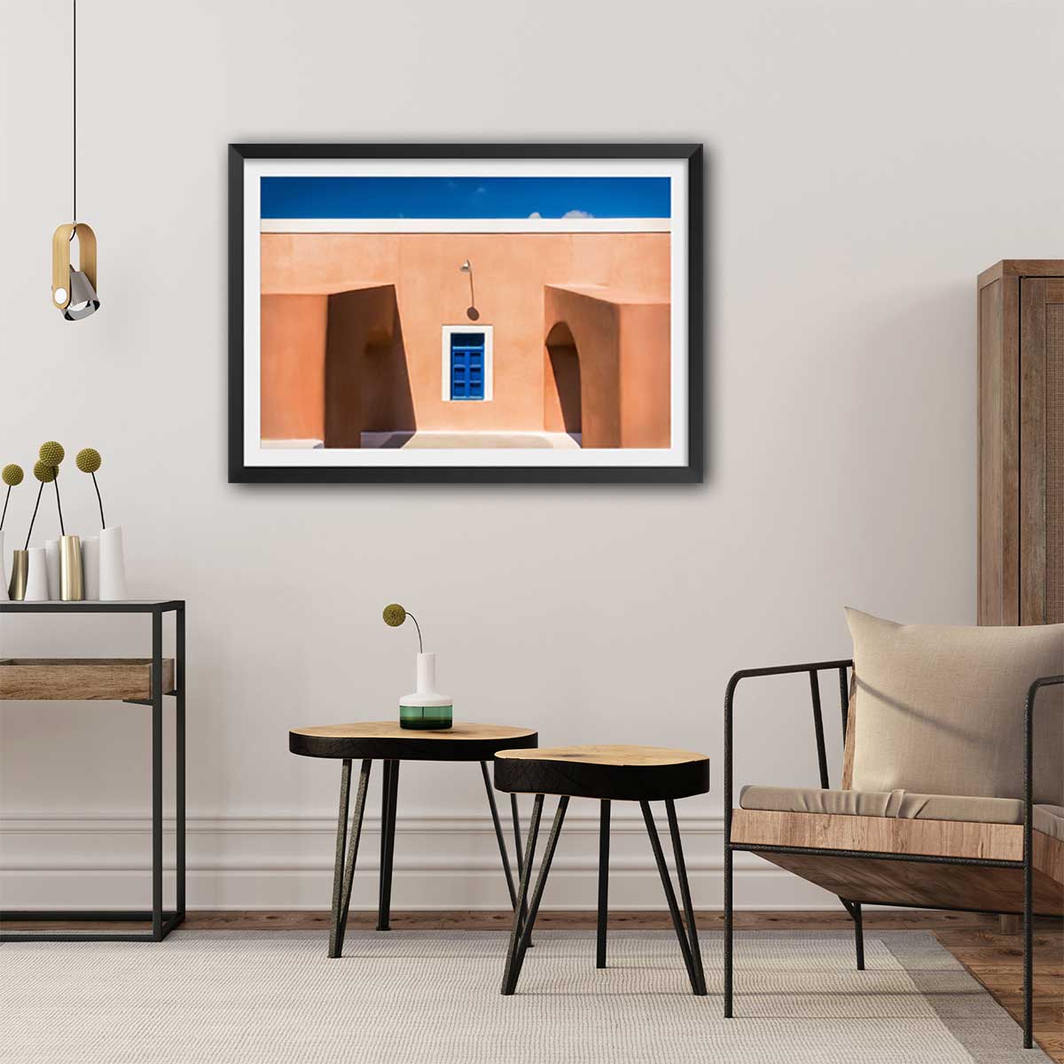 Poster terracotta house affiche + cadre en bois - noir, HEXOA