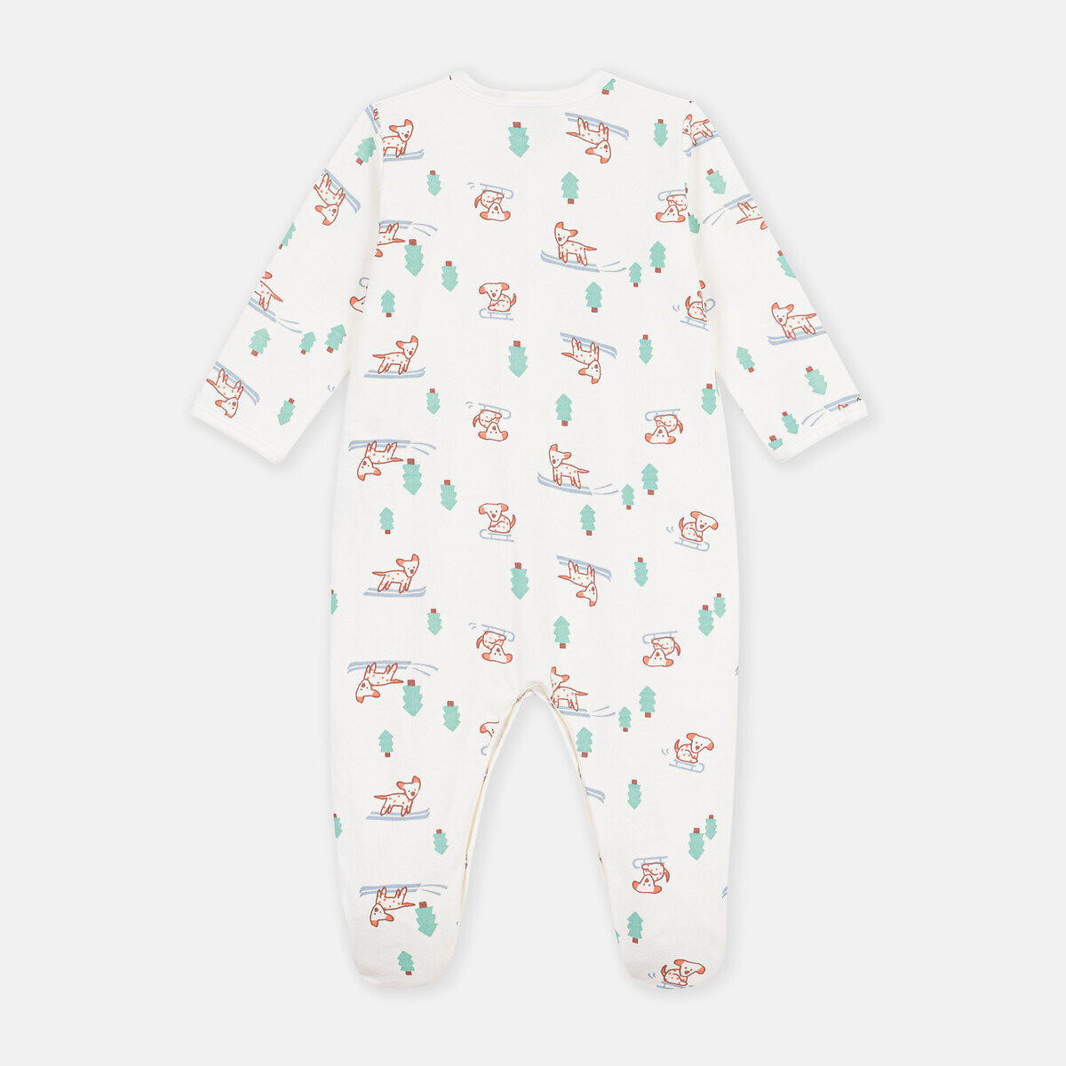 Pyjama en molleton, imprimé chien imprimé fond écru, PETIT BATEAU