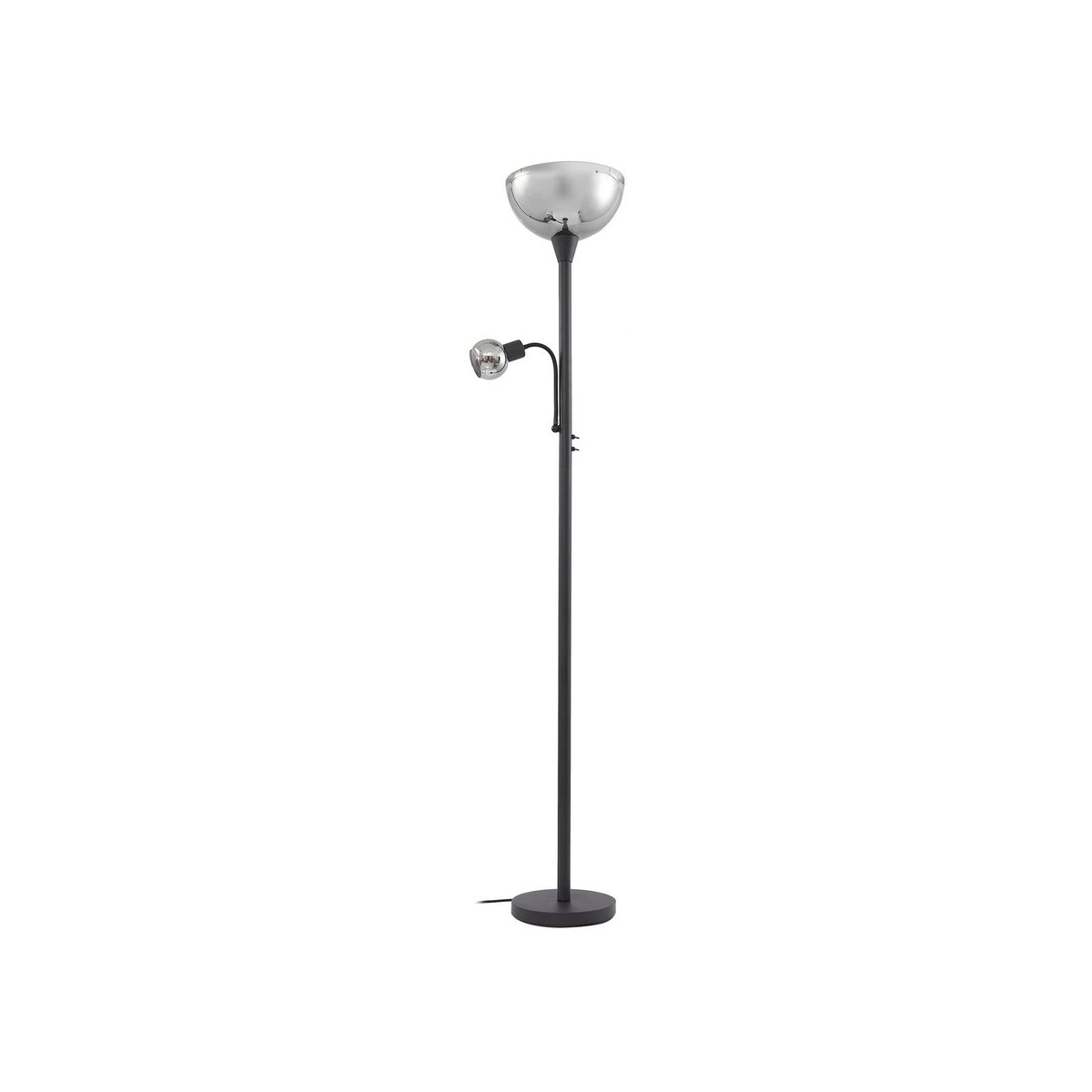 Lampadaire en métal moderne, Nehemia gris, noir, LINDBY