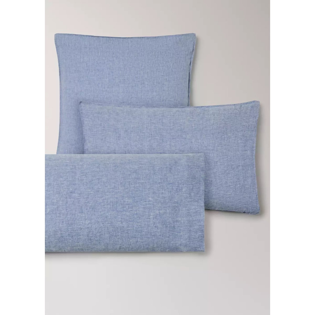 Taie d’oreiller lin fil teint 50x75 cm bleu, MANGO HOME