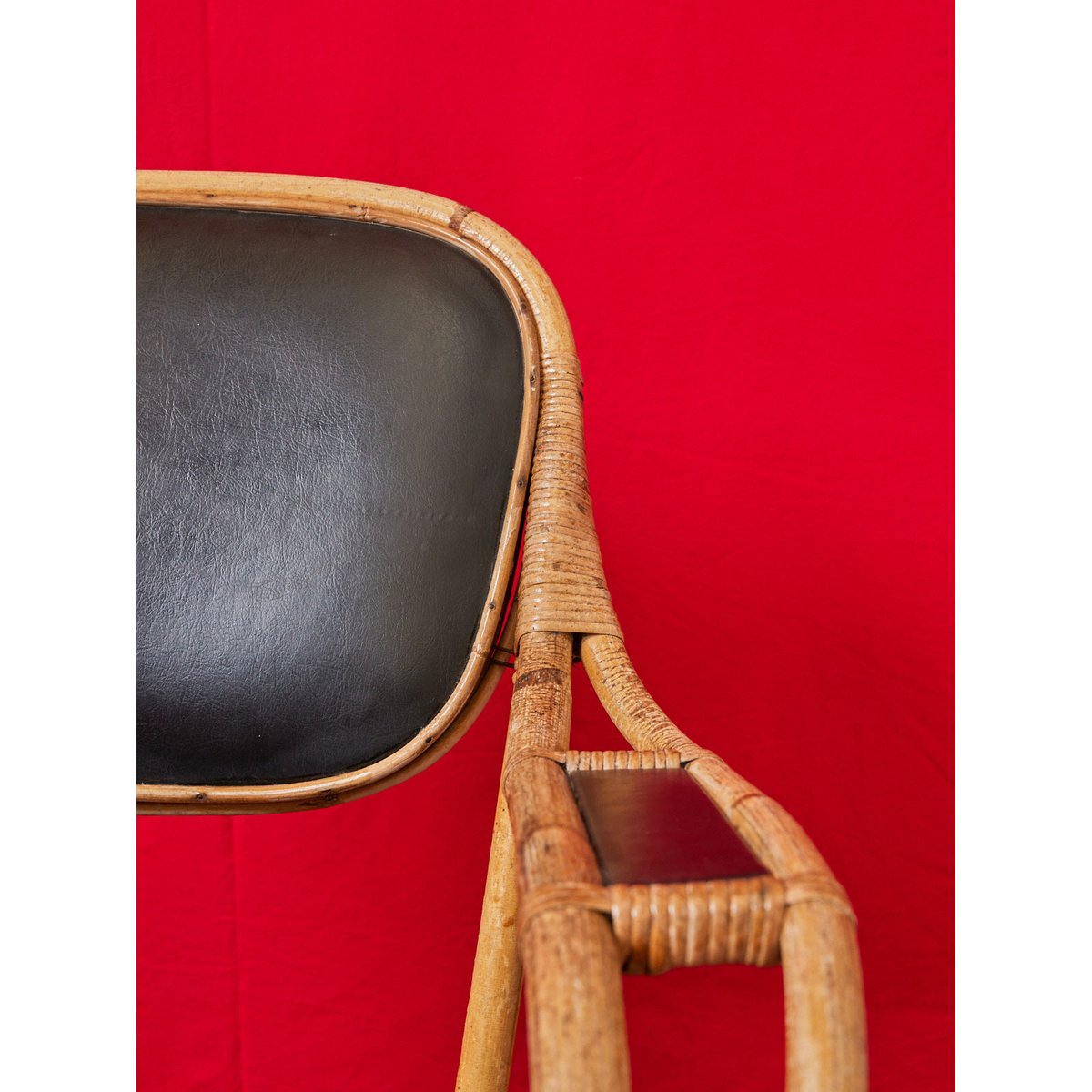 Paire de fauteuils en osier et cuir  Ernest N°711 - Bon état noir, DEBONGOUT