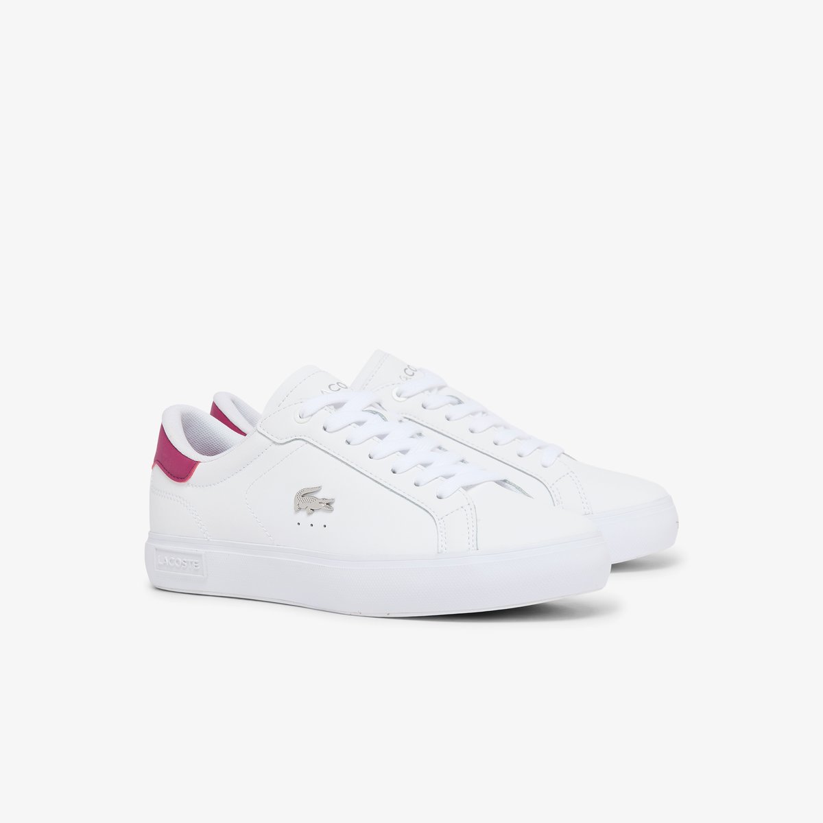 Sneakers Powercourt femme en cuir blanc-1s6, LACOSTE