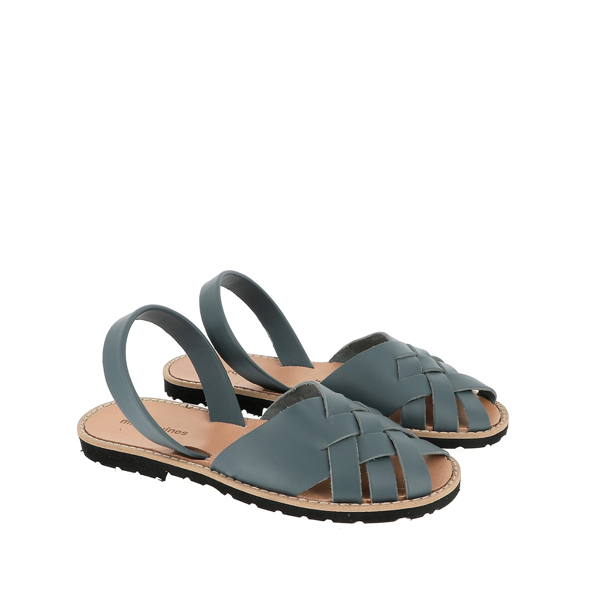 Sandales plates en cuir Avarca Compostelle bleu, MINORQUINES