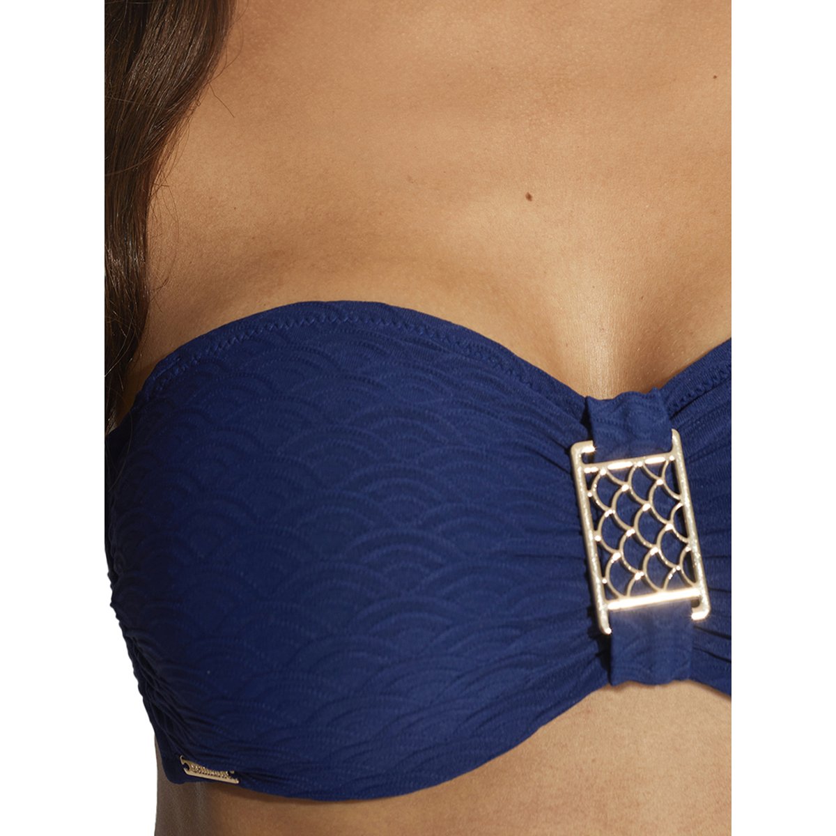 Haut maillot de bain bandeau non préformé Sicilia bleu marine, SELMARK MARE