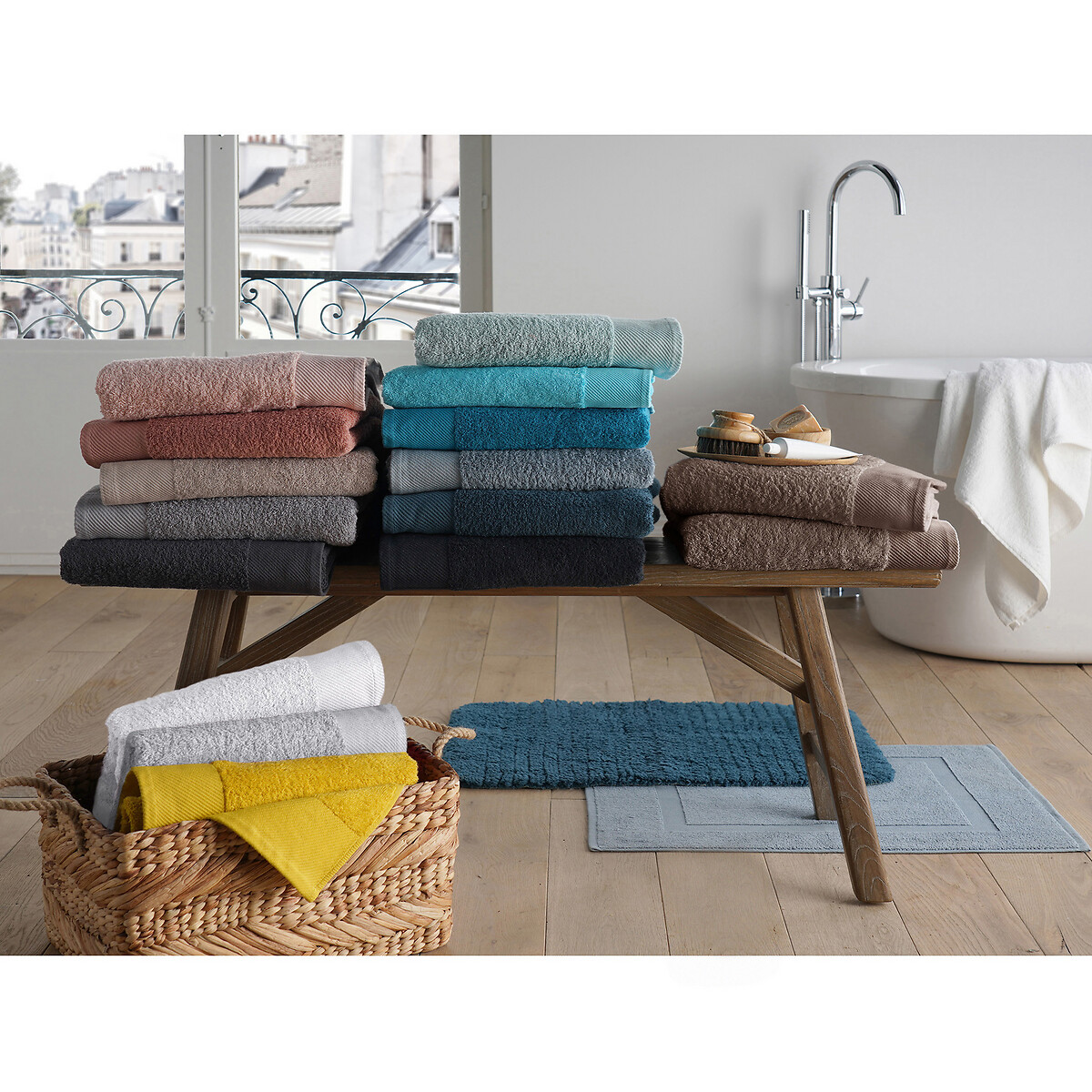 Tappeto da bagno tinta unita in spugna 700 g/m², Scenario celadon, LA REDOUTE INTERIEURS