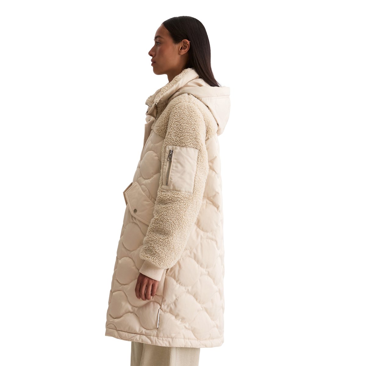 Parka en duvet relaxed avec des détails décontractés en peluche Teddy beige, MARC O'POLO