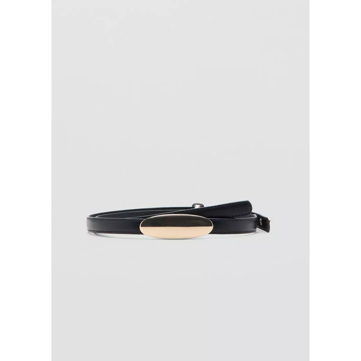 Ceinture fine détail métallique noir, MANGO