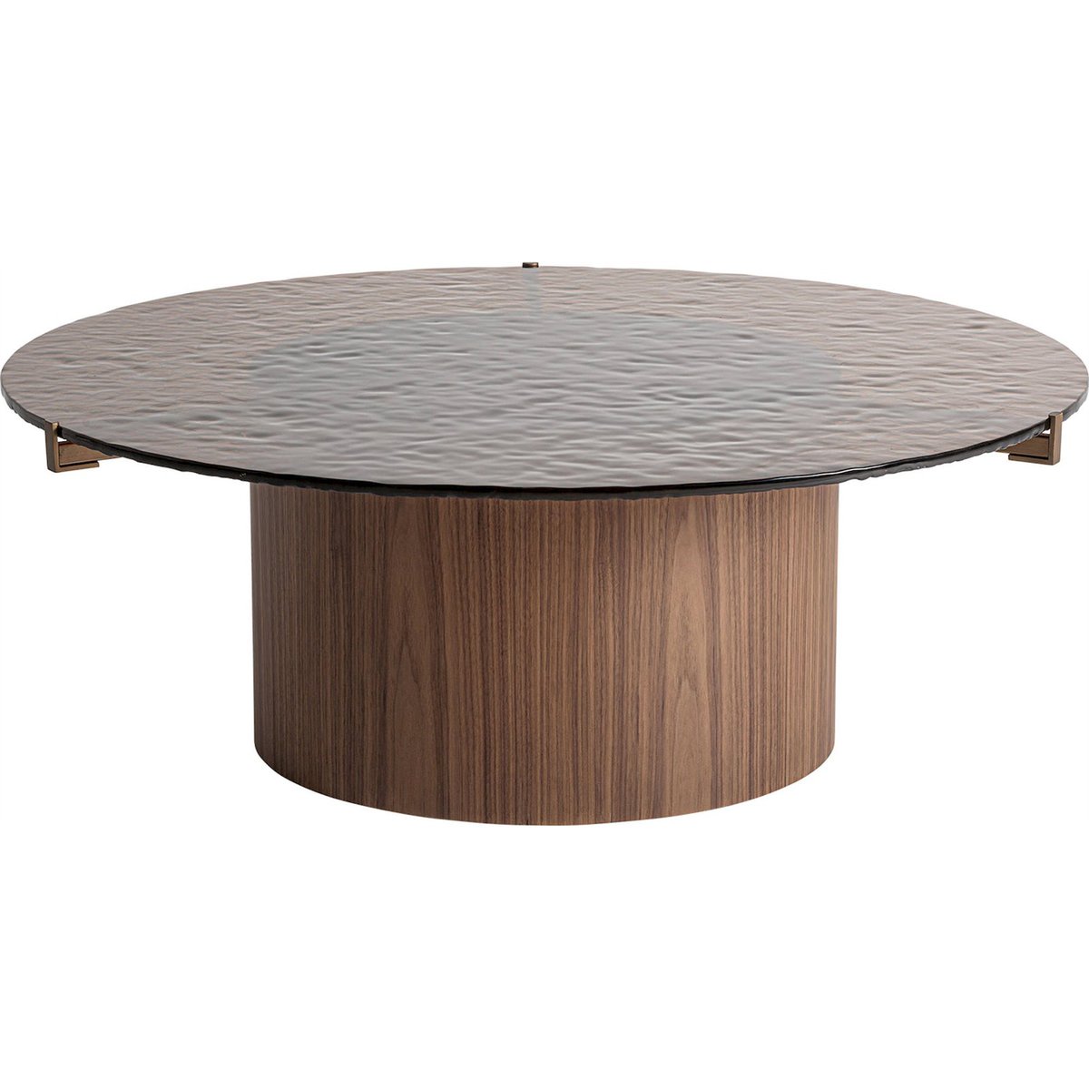Table basse art déco en eucalyptus et pierre marron bois naturel et blanc pierre, RECOLLECTION