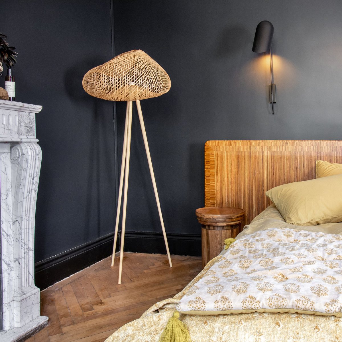 Lampadaire en bambou pieds en bois, LIPS naturel, NOW'S HOME