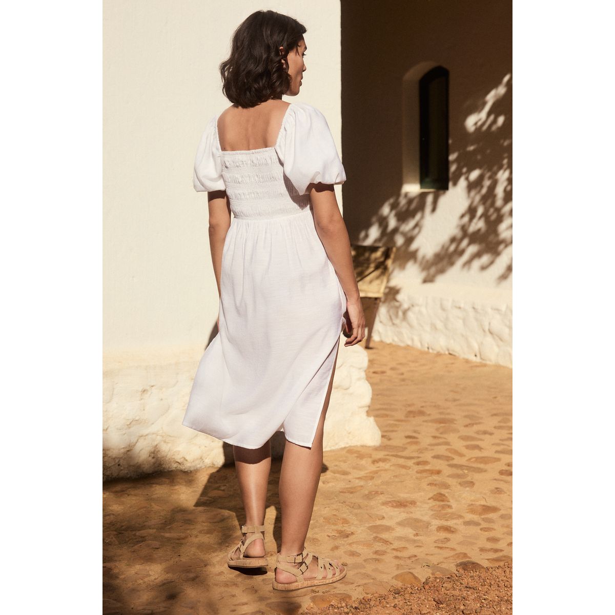 Robe midi à épaules dénudées blanc, NEXT