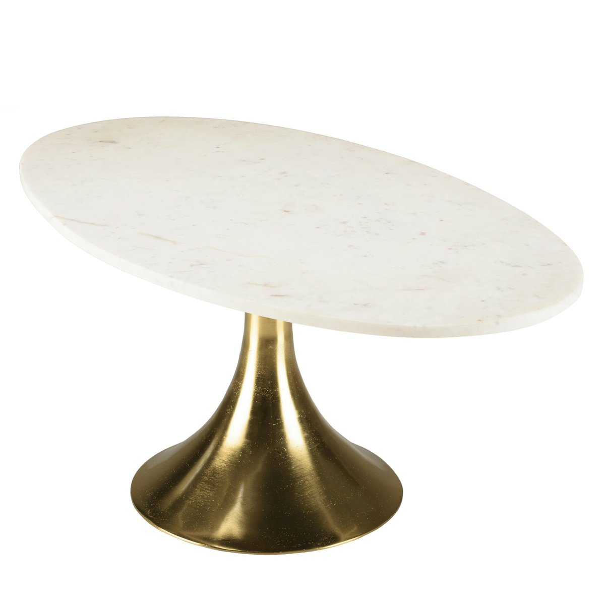 Table de salon ovale marbre blanc et pied doré ZALA blanc, PIER IMPORT