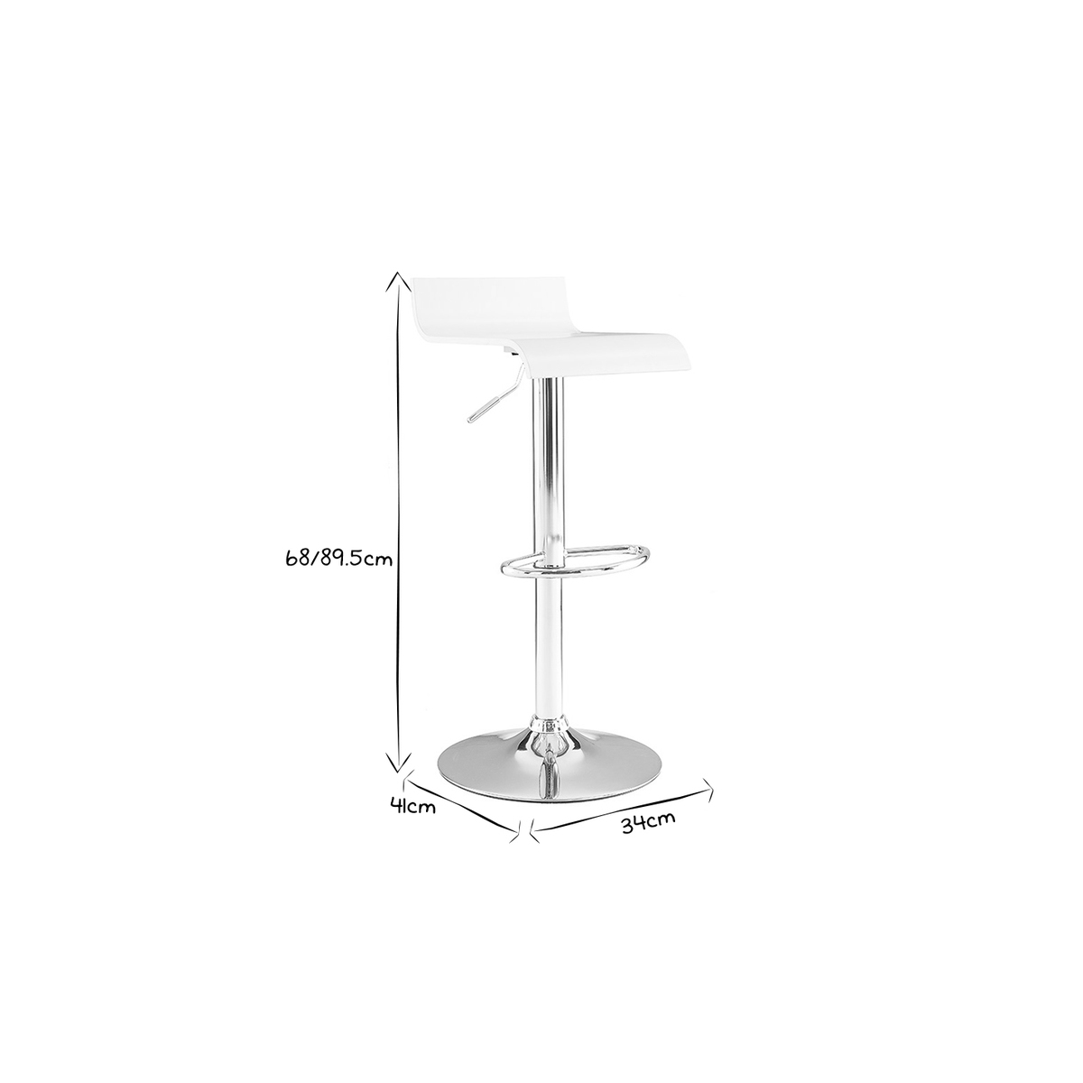 Tabourets de bar design pieds acier chromé (lot de 2) SURF V2 blanc, MILIBOO