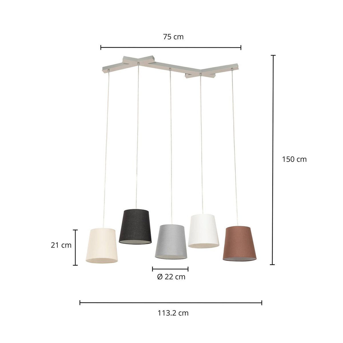 Suspension en textile jeunes, Thamila nickel, caramel, noir, gris, blanc, marron, LUCANDE