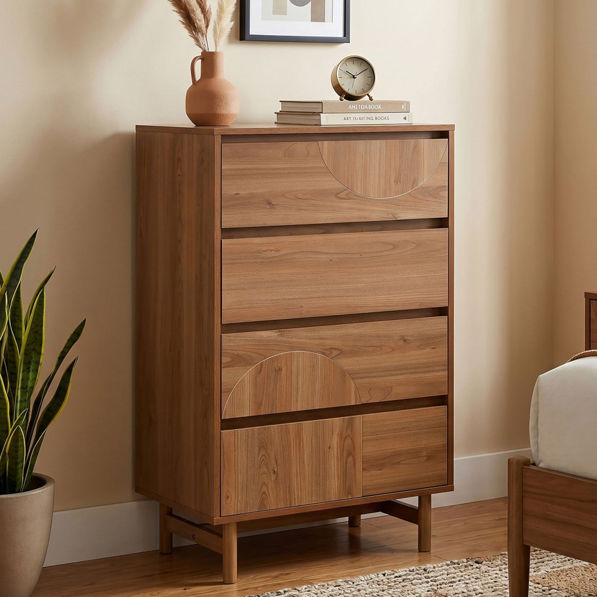 Commode 4 tiroirs en bois L60cm- ABBY bois foncé, DRAWER