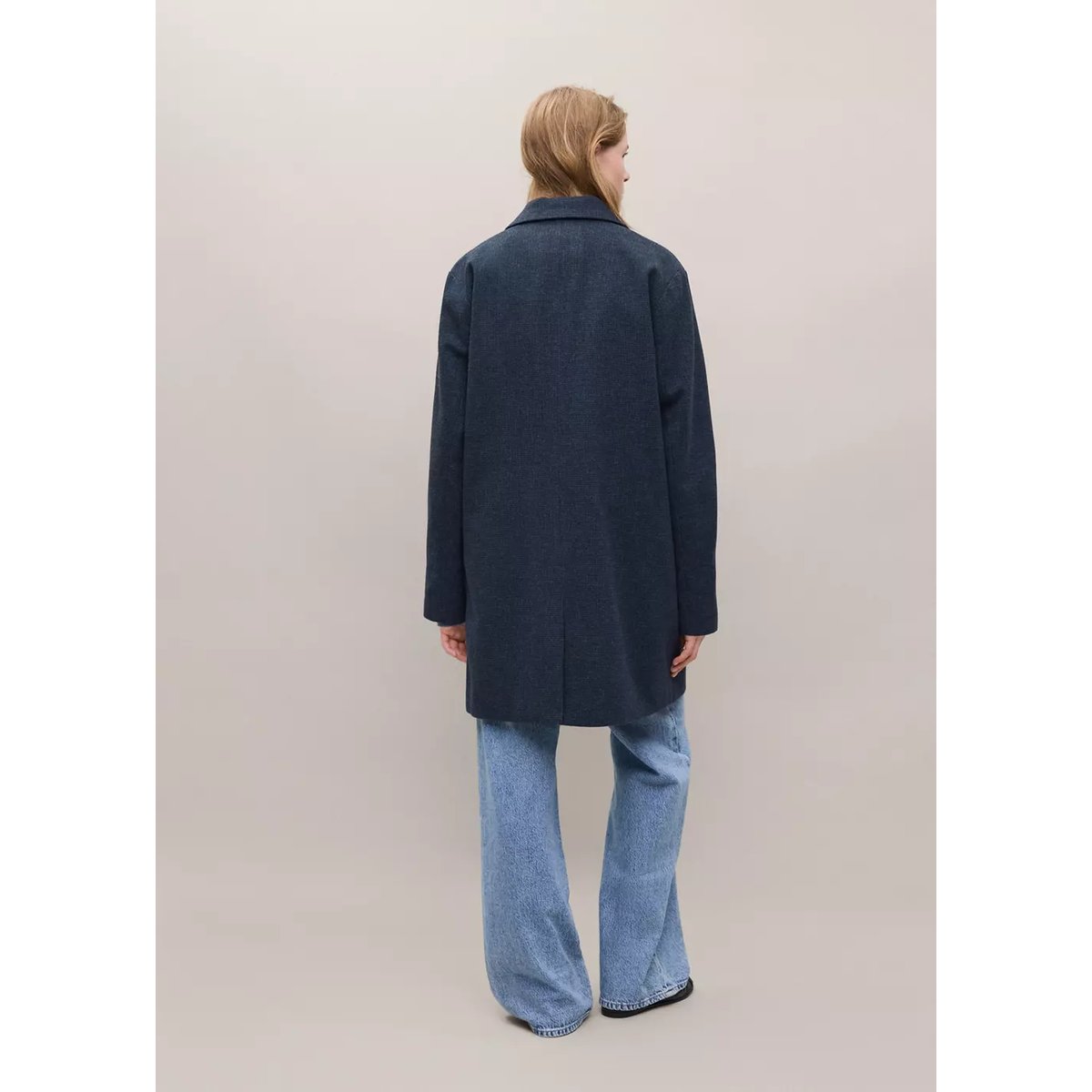 Manteau coupe midi drap de laine bleu marine foncé, MANGO TEEN