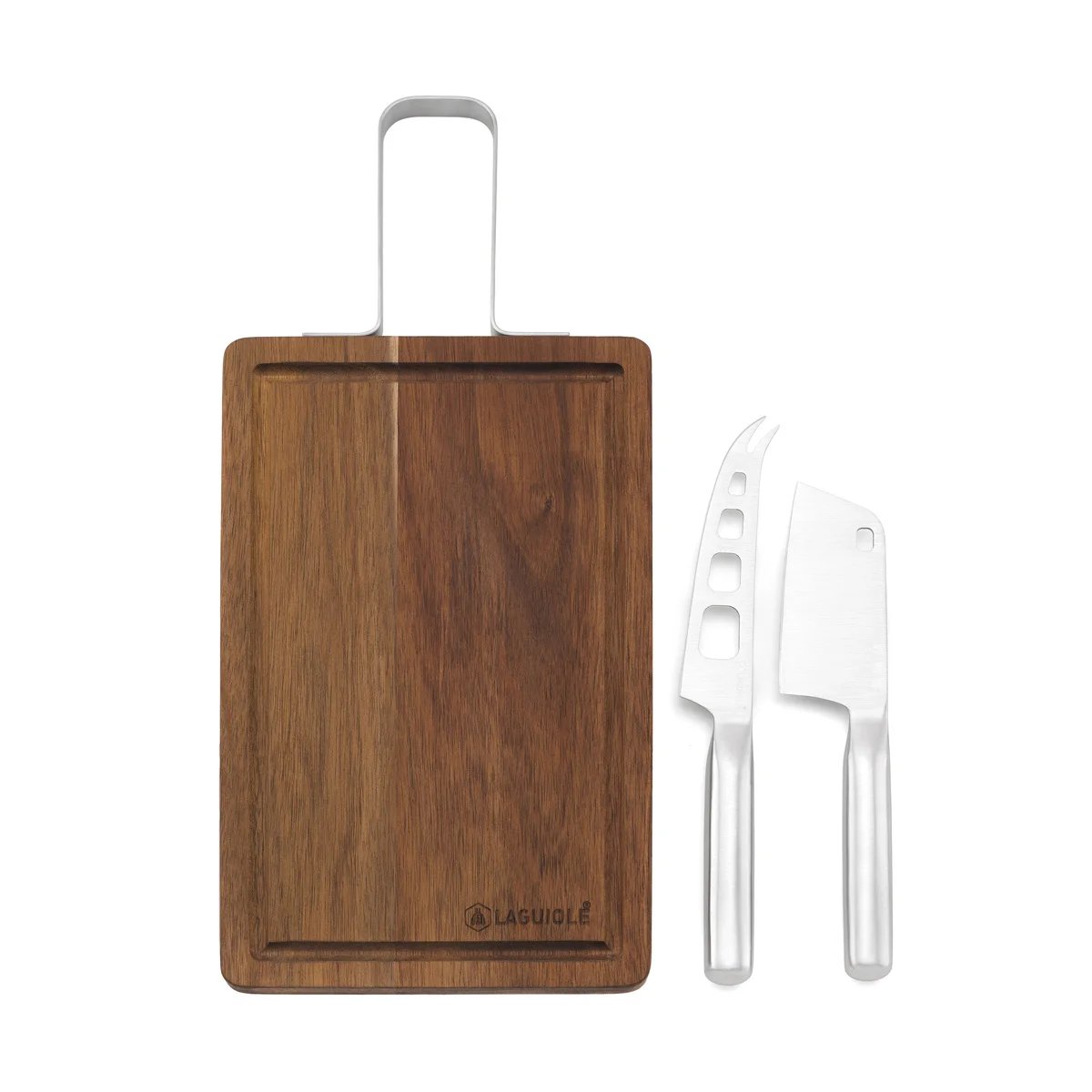 Planche à fromage acacia + 2 couteaux - Reflet bois / argent, LAGUIOLE CUISSON