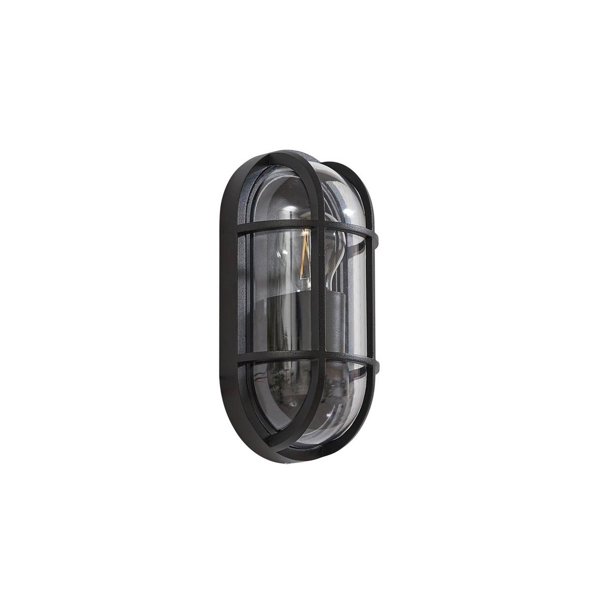 Applique extérieure en aluminium, Serine noir, transparent, LUCANDE