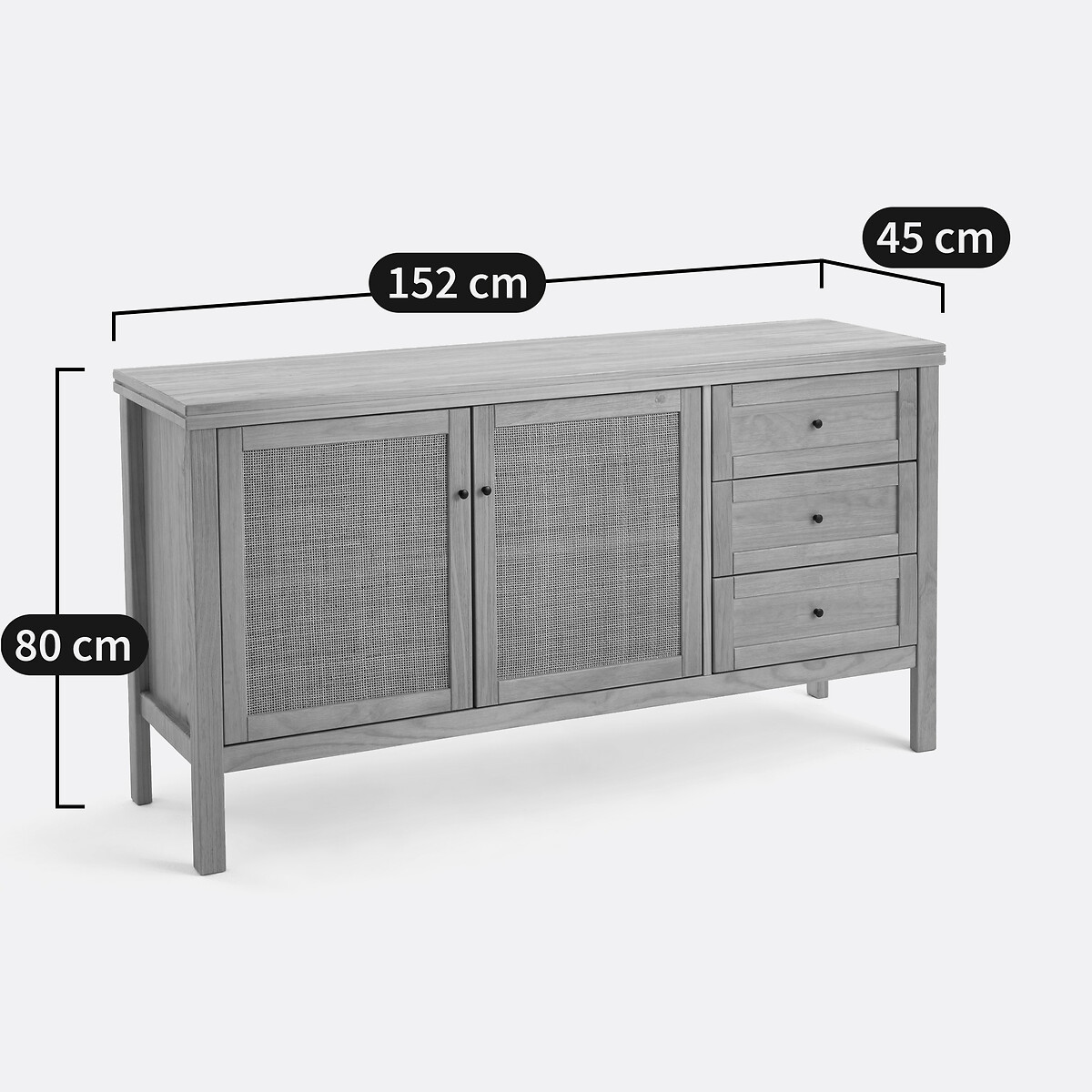Gabin Pine & Rattan Sideboard natural, LA REDOUTE INTERIEURS