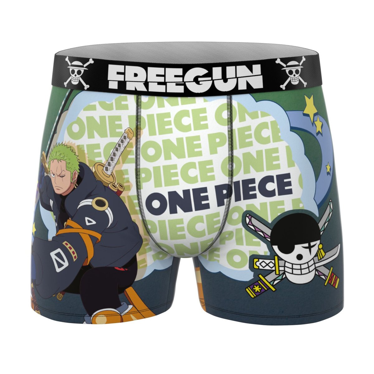 Lot De 3 Boxers One Piece rouge/orange/gris/vert, FREEGUN