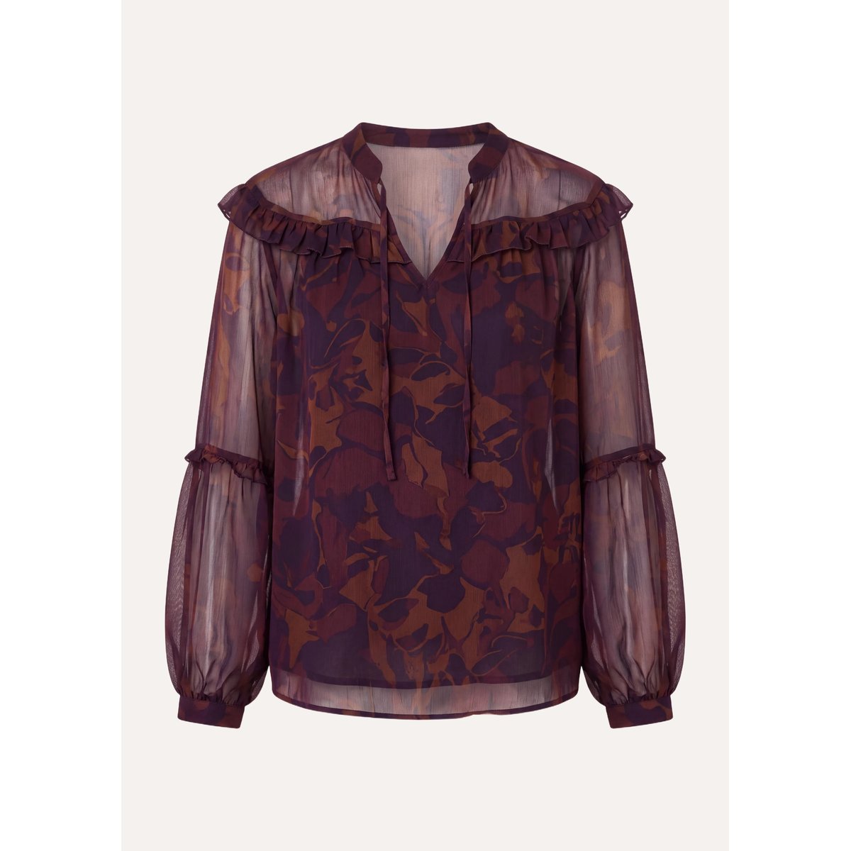 Top manches longues à imprimé floral viola/tandoori, LA FEE MARABOUTEE