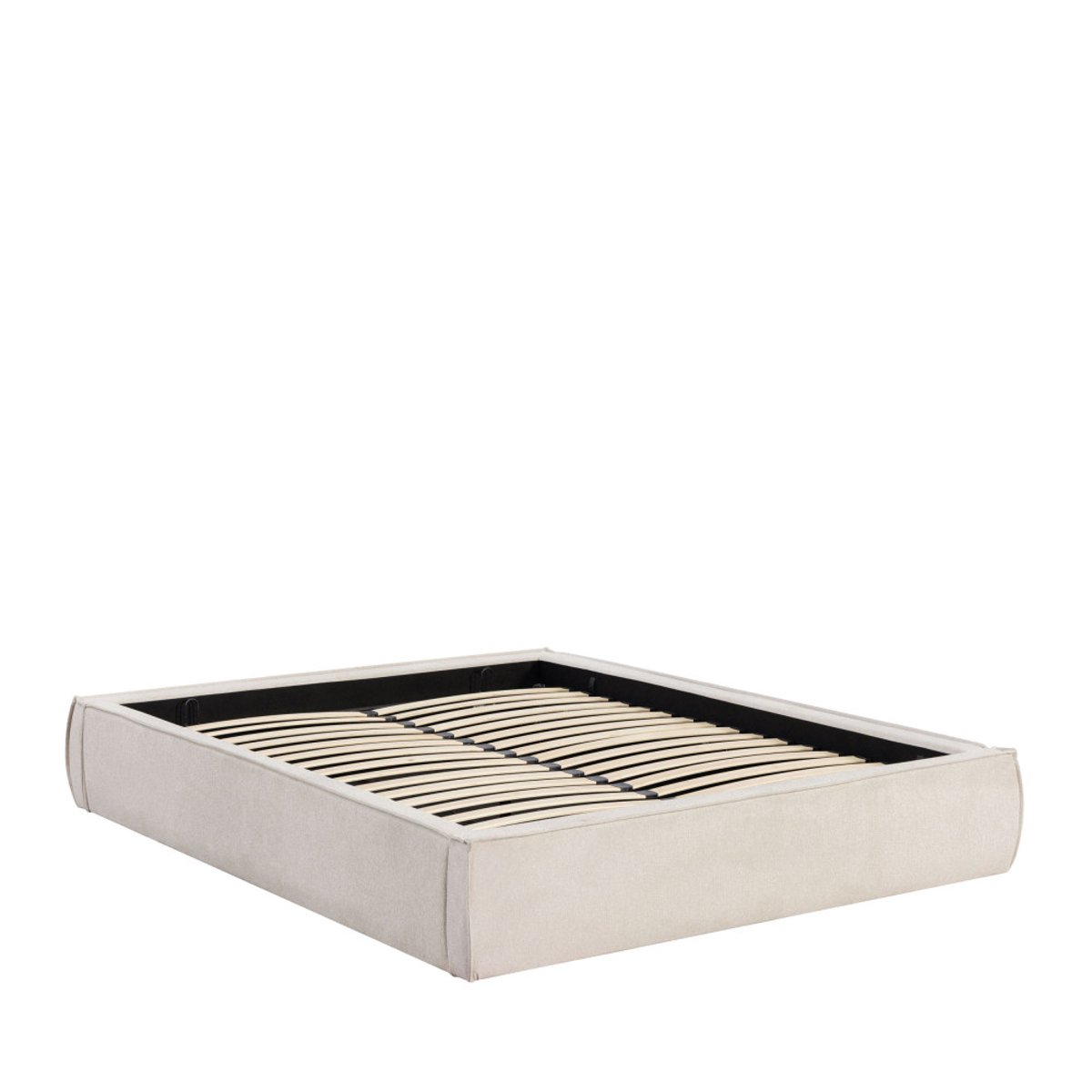 Lit coffre en tissu 160x200cm- LIBERIO beige, DRAWER