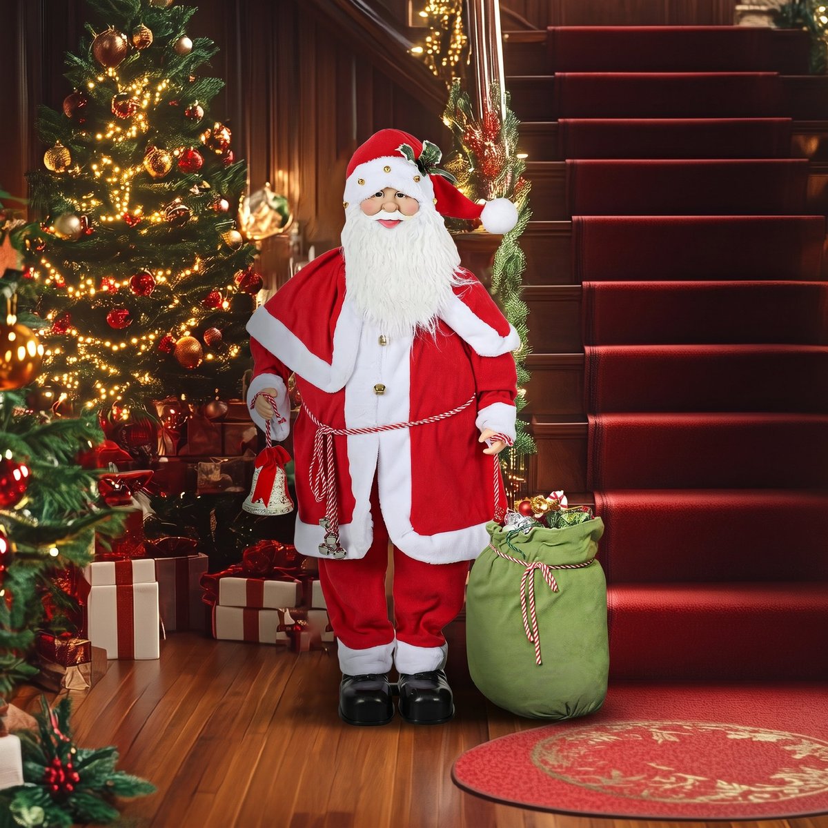 Décoration de Noël « Père Noël » Polyester rouge, HOMCOM