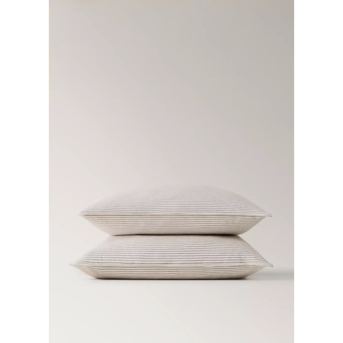 Deux taies d'oreiller coton seersucker à rayures fines 60x60 cm café, MANGO HOME