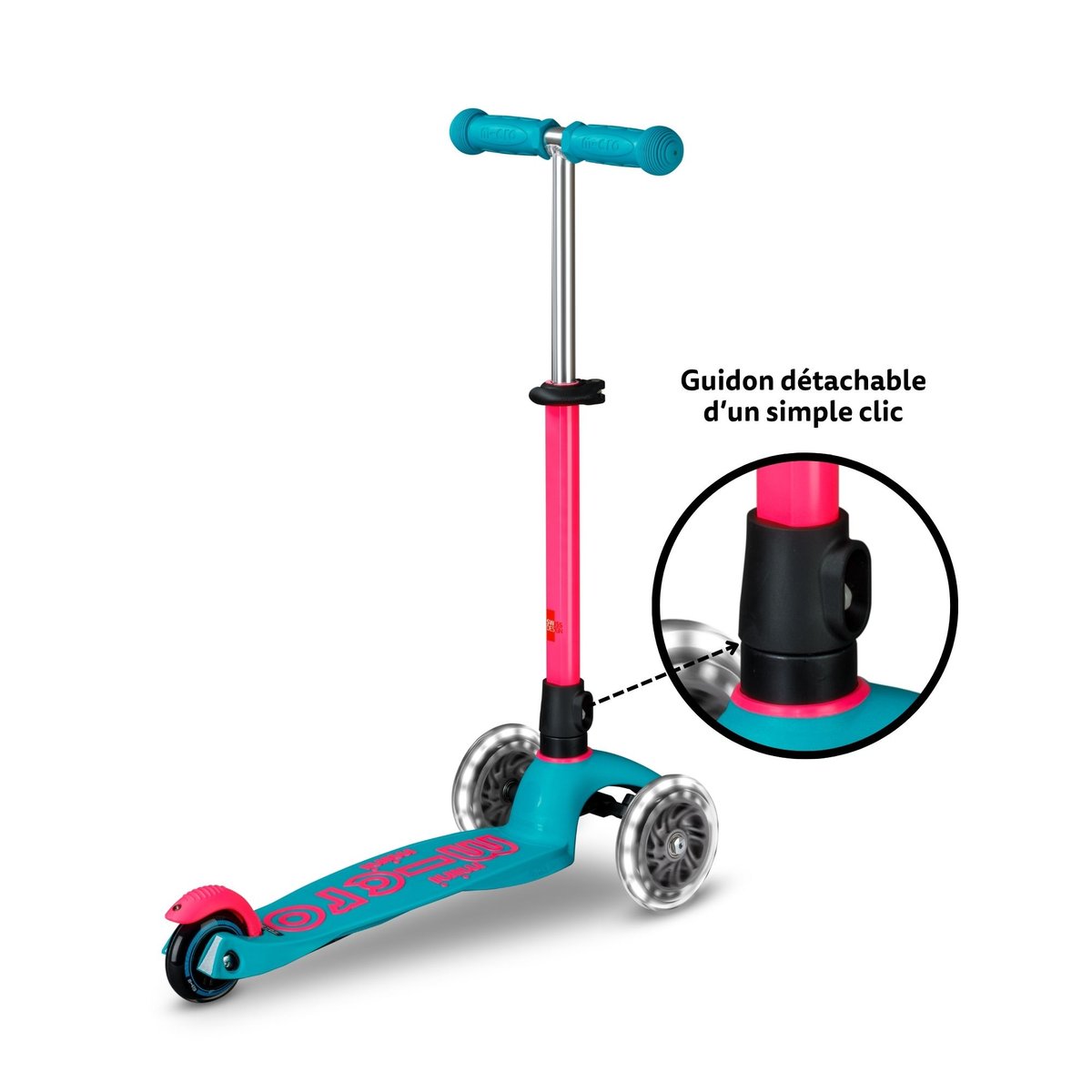 Mini Micro Deluxe Néon LED - Marine Pink rose, MICRO MOBILITY