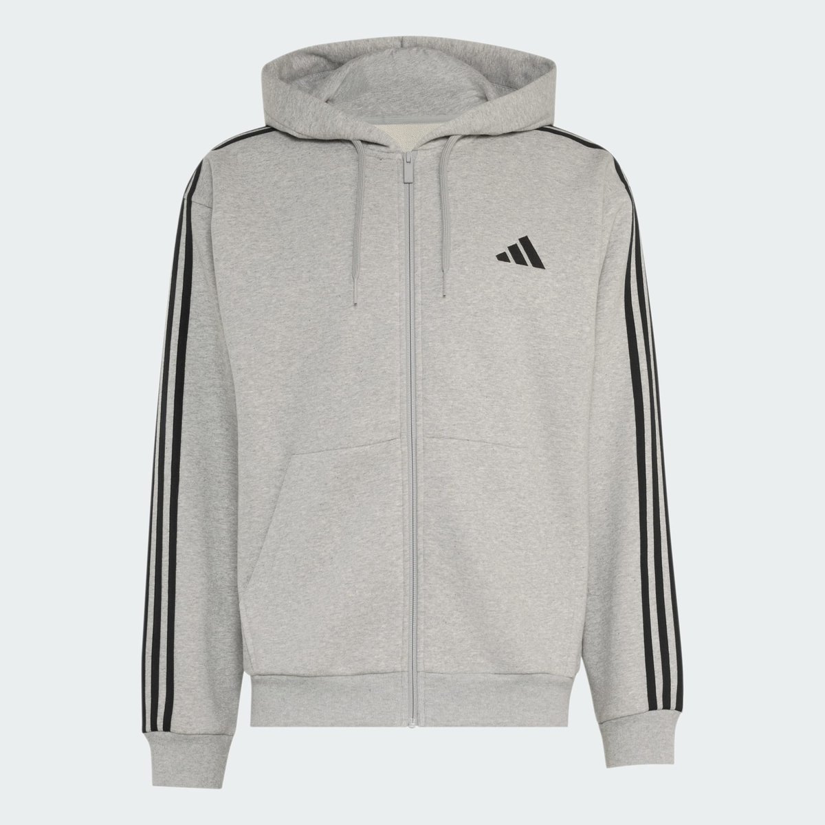 Sweat-Shirt À Capuche Zip Intégral French Terry 3 Bandes Essentials Sweat-Shirt À Capuche Zip Intégral French Terry 3 Bandes Essentials medium grey heather / white, ADIDAS SPORTSWEAR