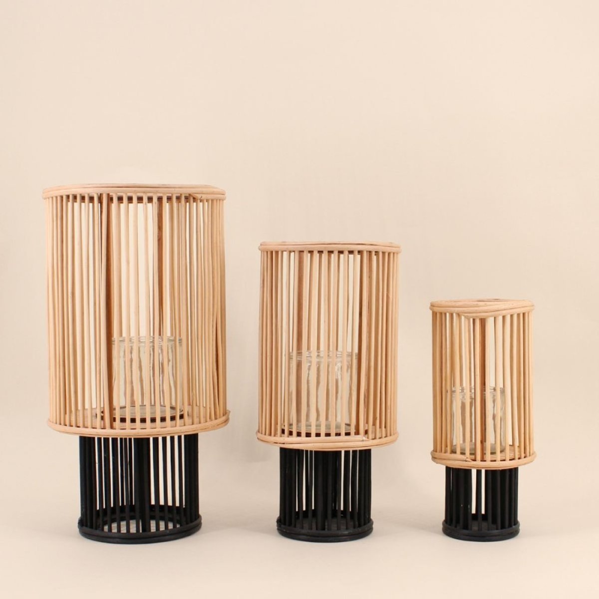 Lanterne ronde en bambou 38x18cm naturel, ORNAMI