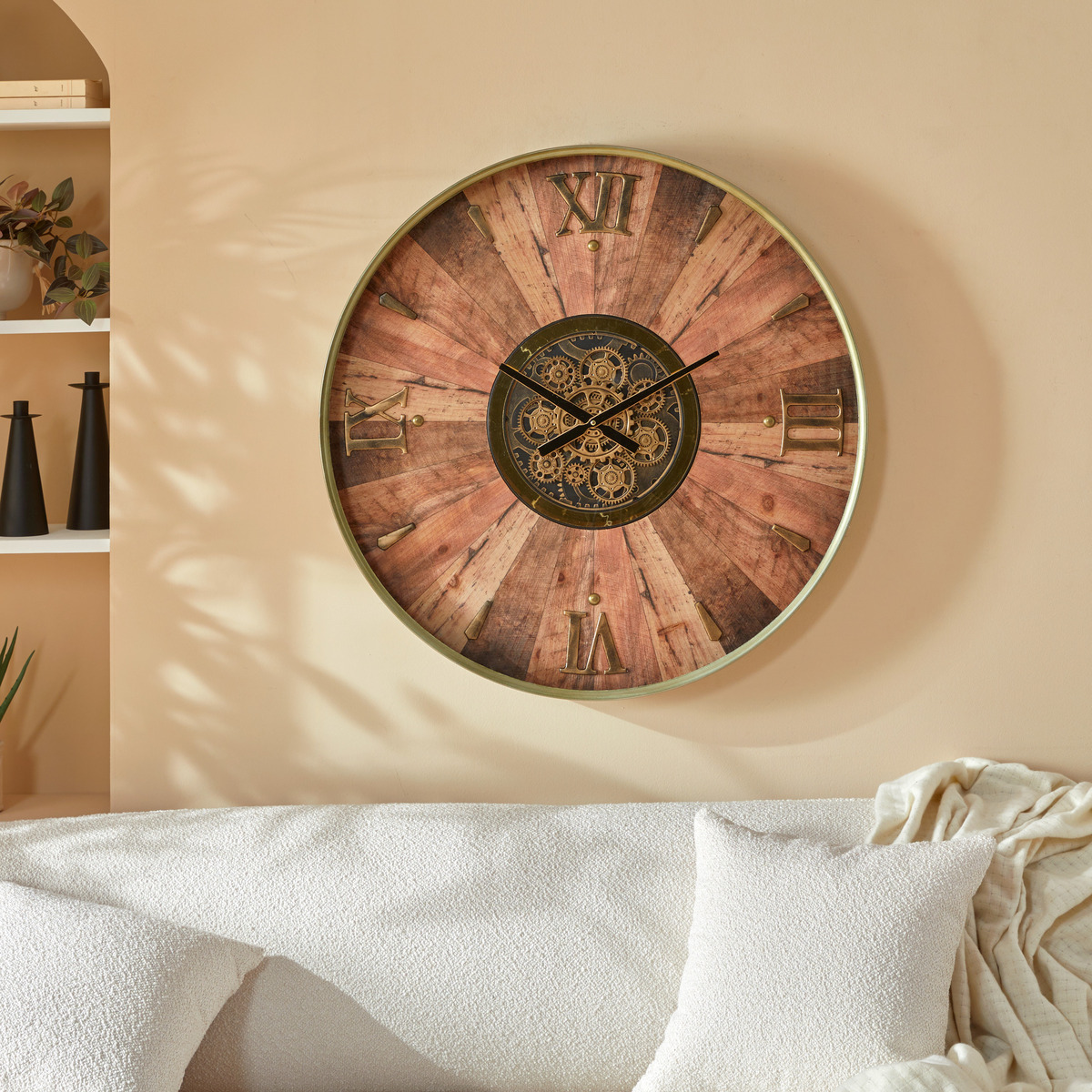 Horloge mécanique à engrenages KEANE marron, ATMOSPHERA