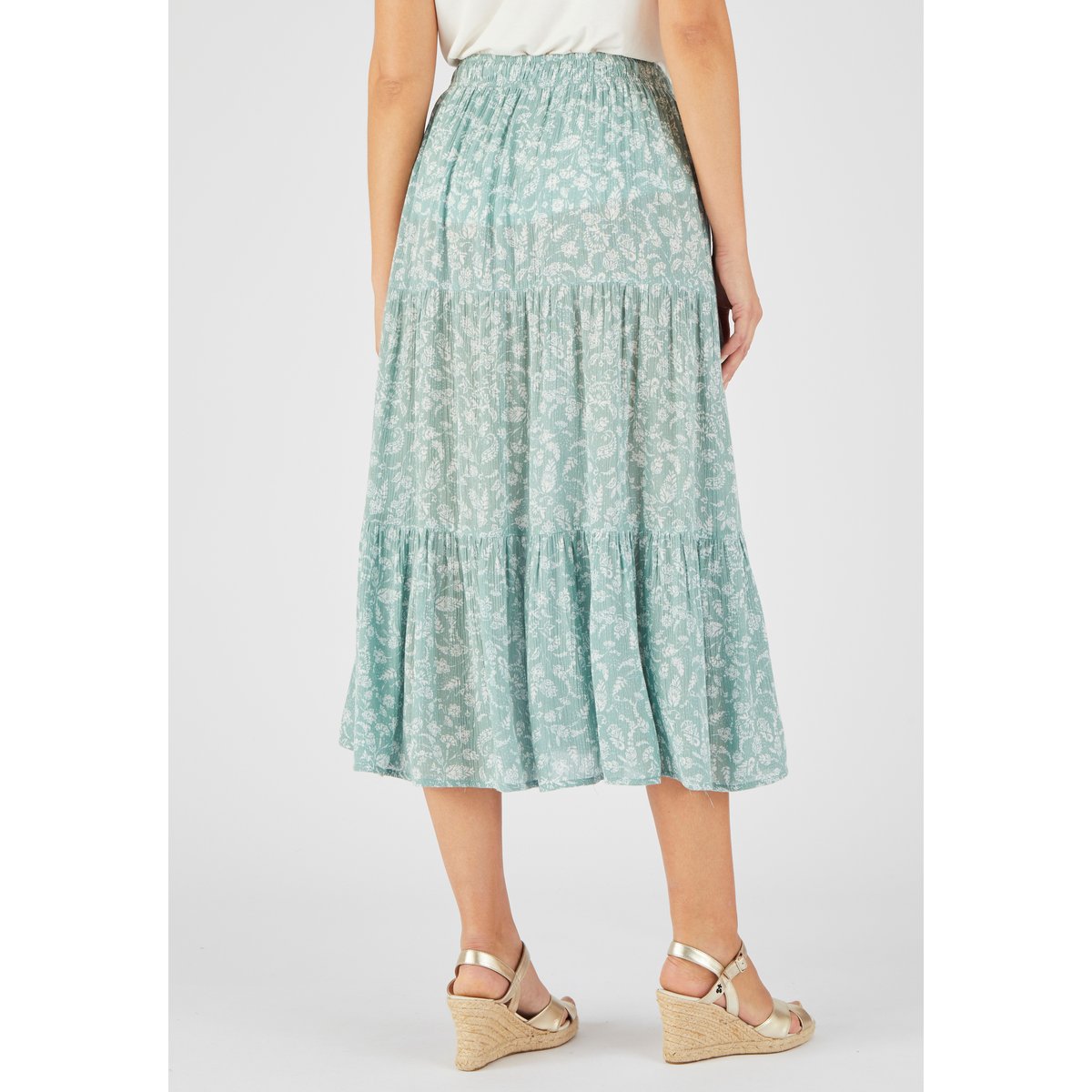 Jupe crépon pure viscose vert indien, DAMART