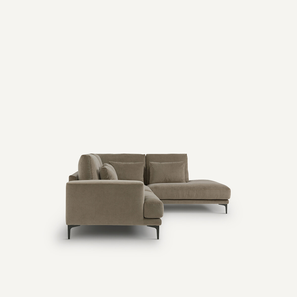 Geschlossenes Ecksofa Marsile mit Ecke rechts, Samt Stonewashed shiitakegrau, AM.PM