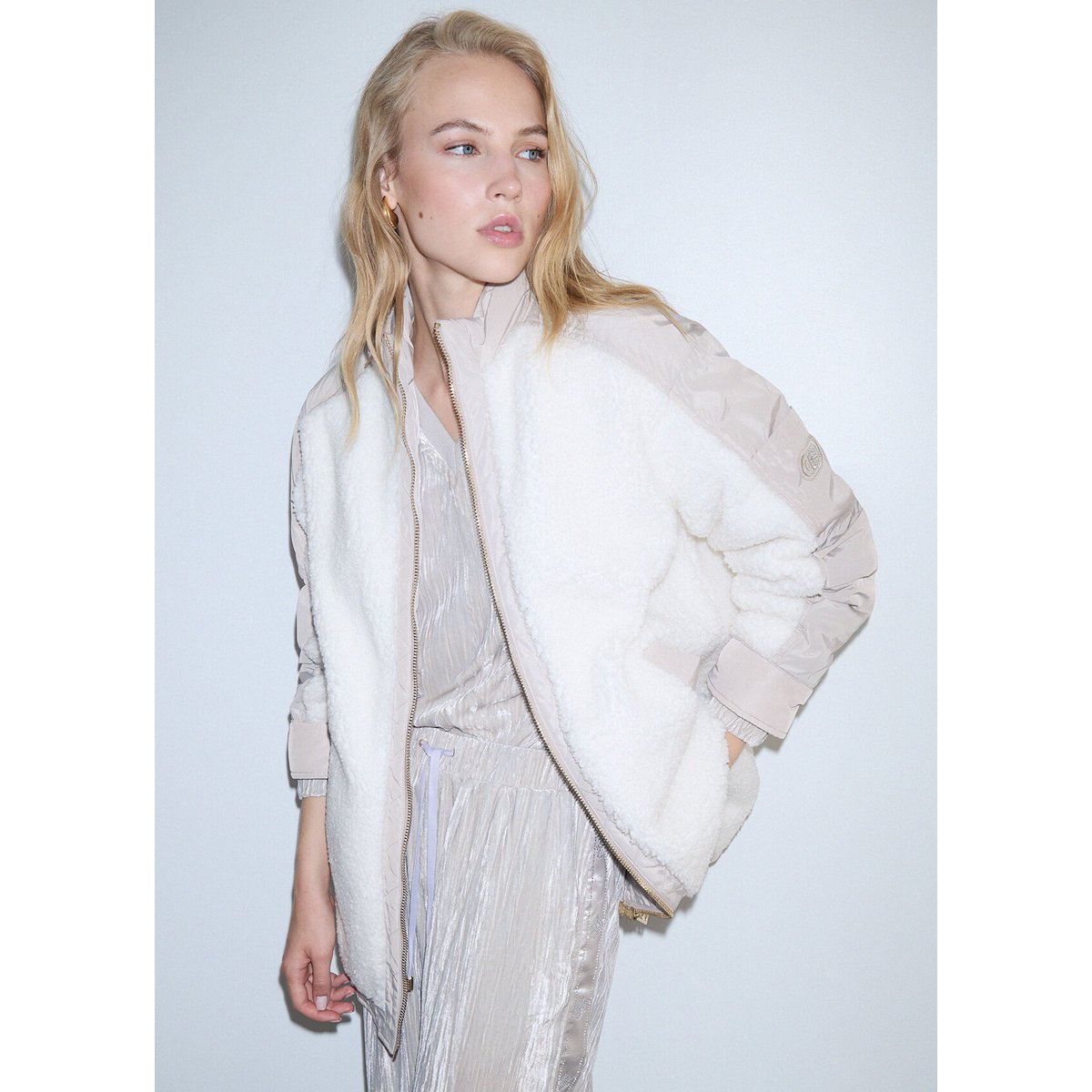 Bomber oversize en peluche blanc, LIU JO