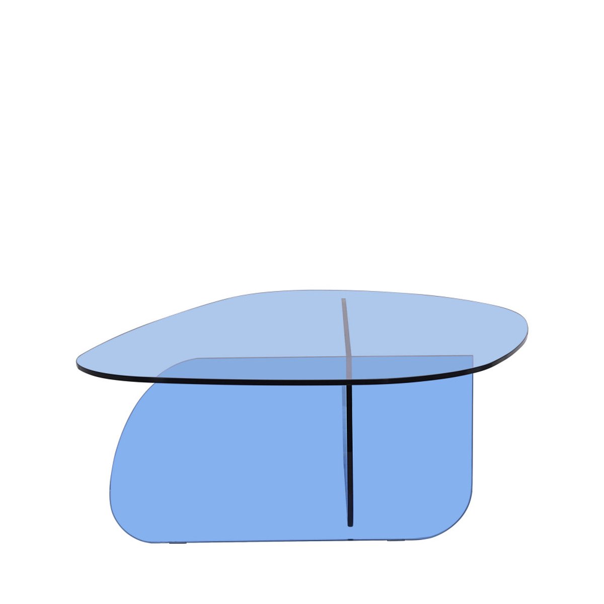 Table basse organique en verre L100cm- TILA bleu, DRAWER
