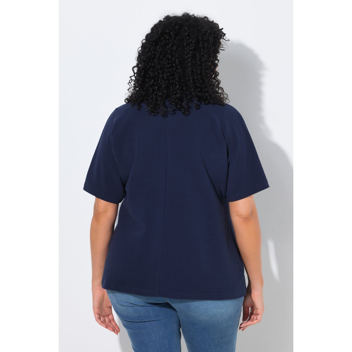 T-shirt oversize, liseré fantaisie marine, ULLA POPKEN