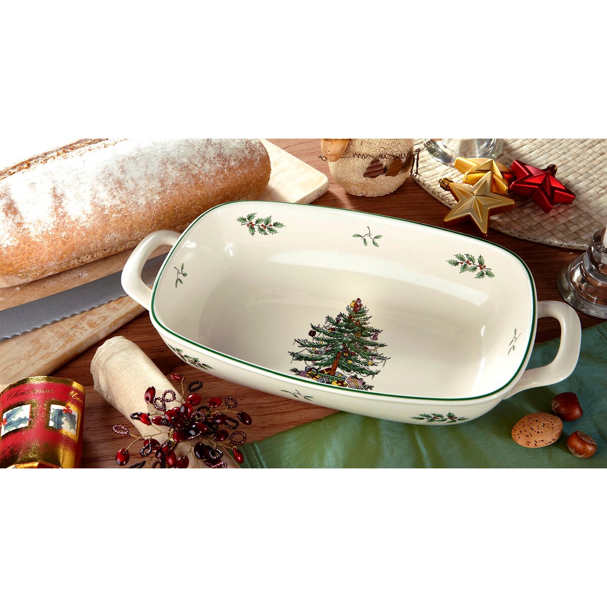 Christmas Tree Bread Basket multi-coloured, SPODE