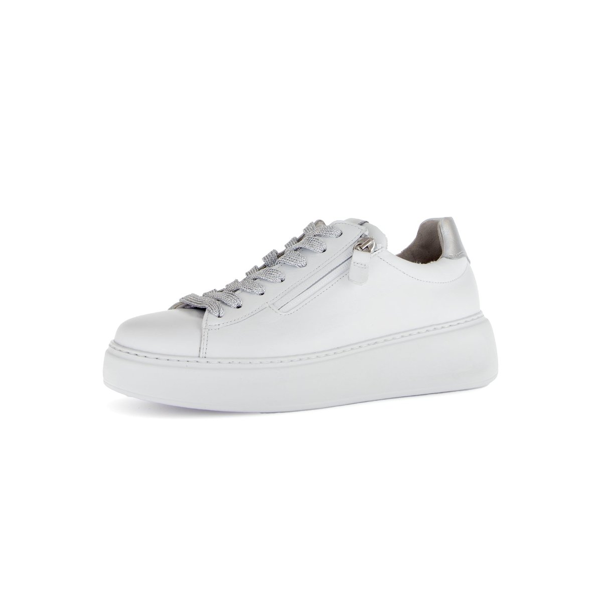 Baskets en cuir lisse à talon compensé blanc, GABOR