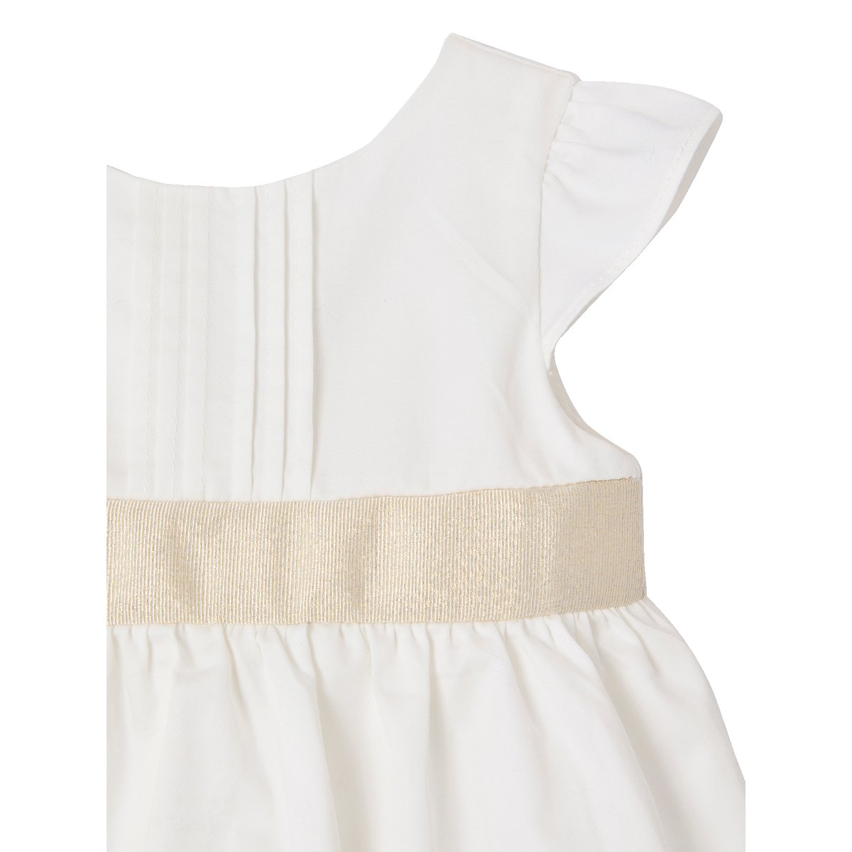 Robe cérémonie bébé ceinture nouée au dos blanc, VERTBAUDET