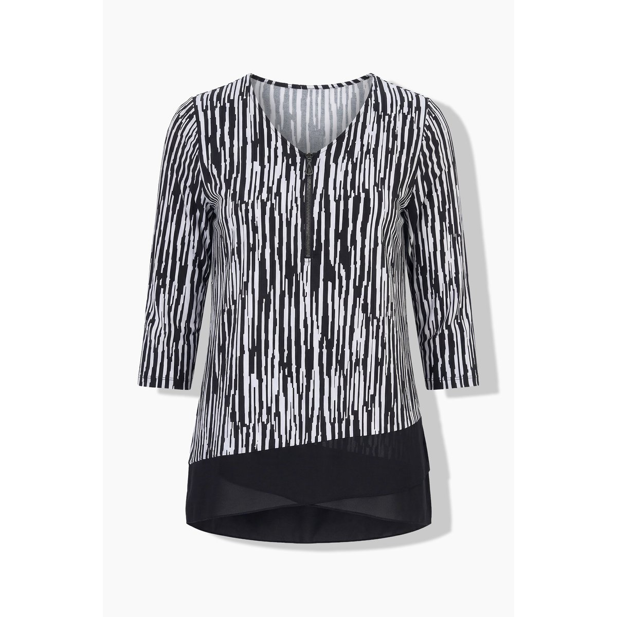 T-shirt rayé au tombé fluide noir, ULLA POPKEN