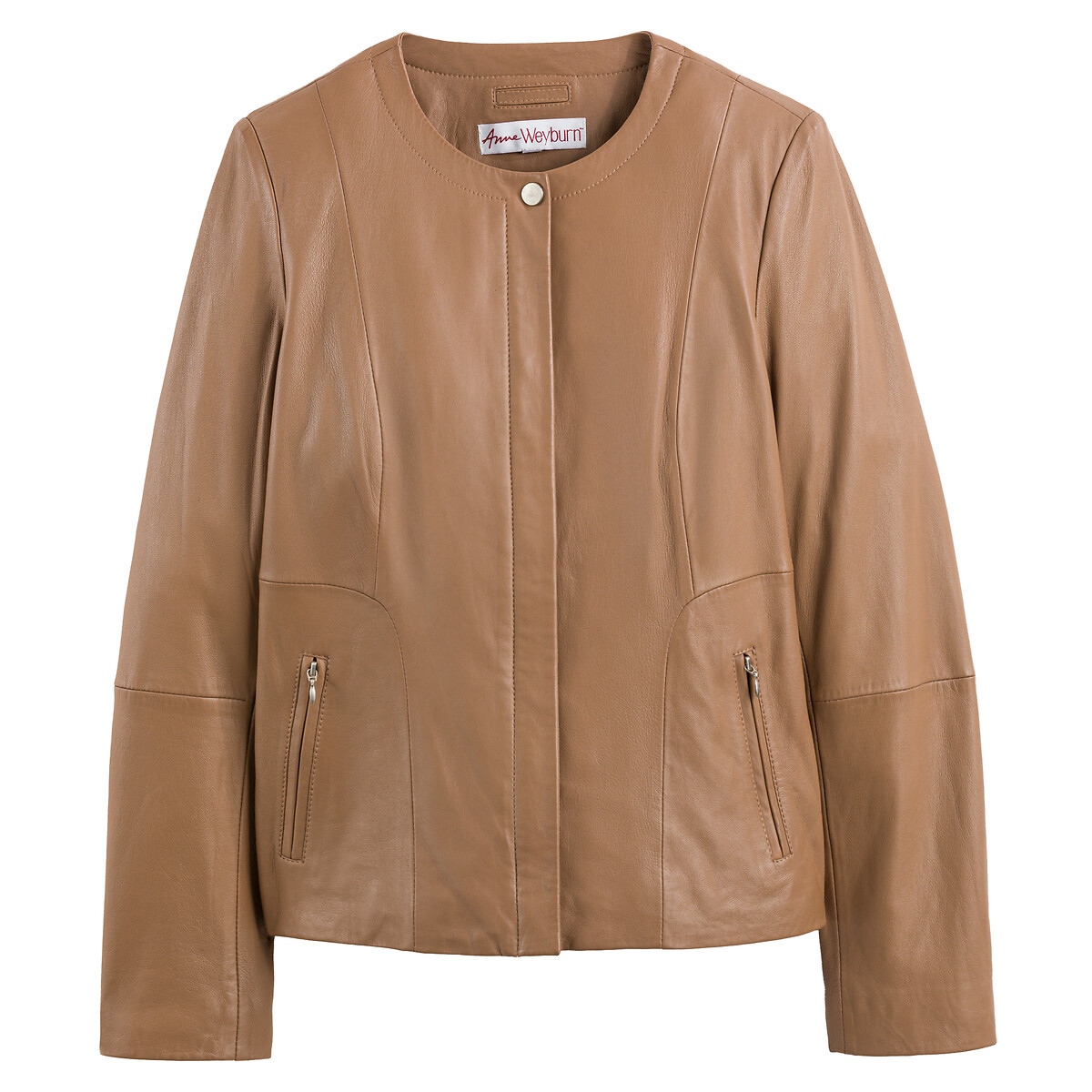 Cazadora corta de piel de cordero camel, ANNE WEYBURN