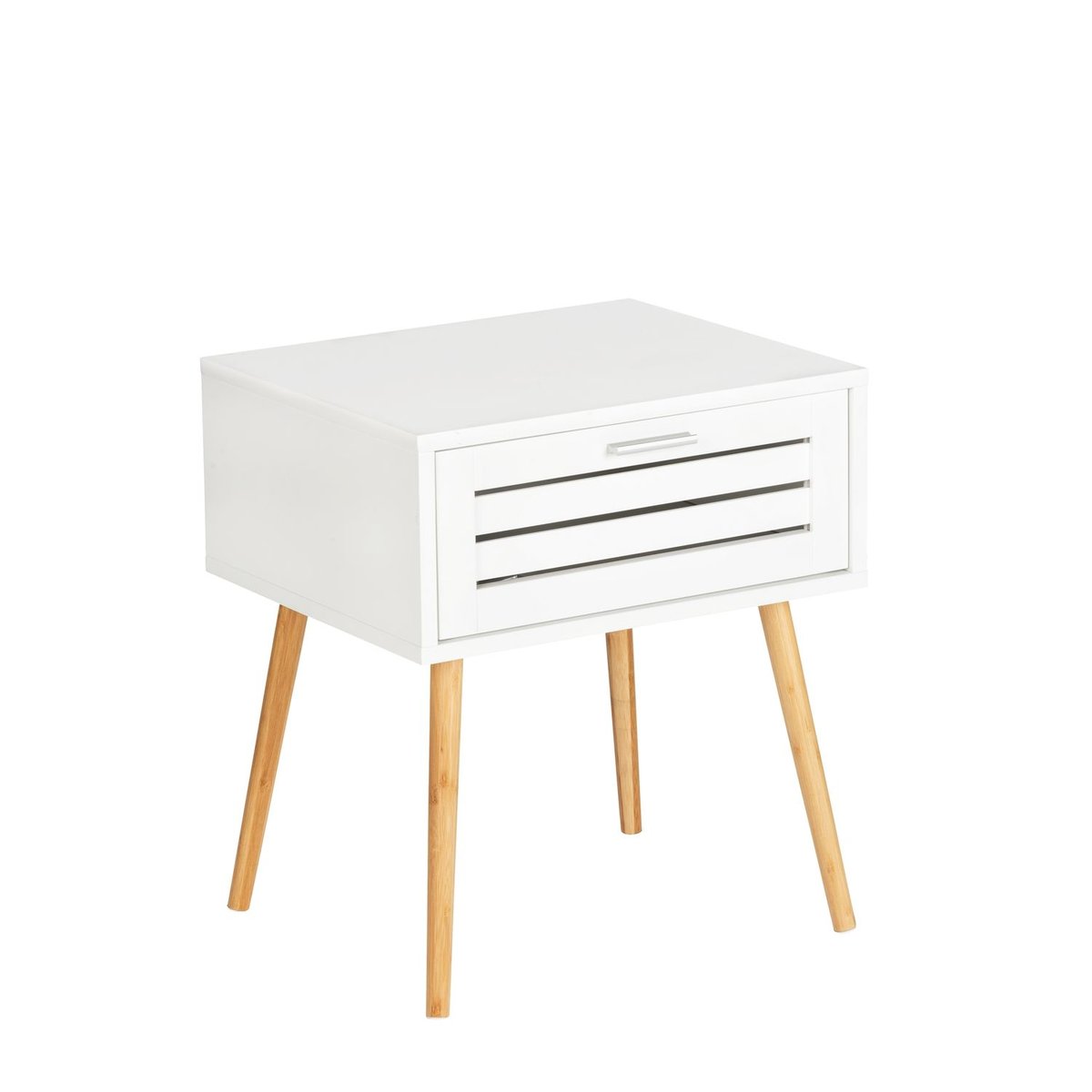 Table d'appoint avec tiroir FINJA blanc et bois, WENKO