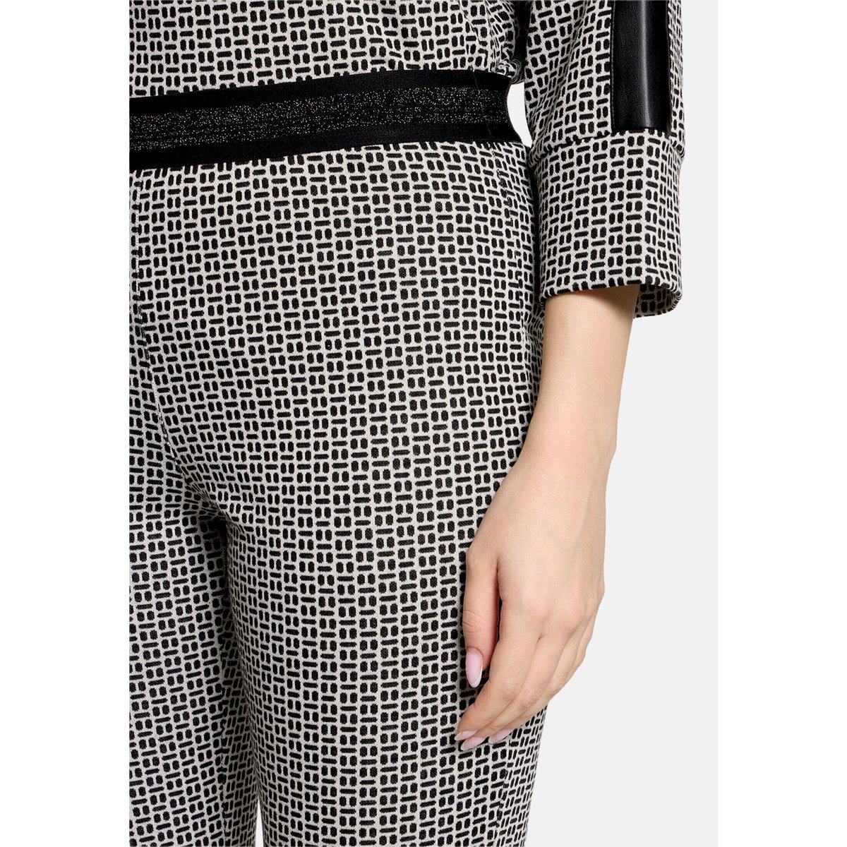Pantalon à enfiler coupe slim fit blanc/noir, BETTY BARCLAY