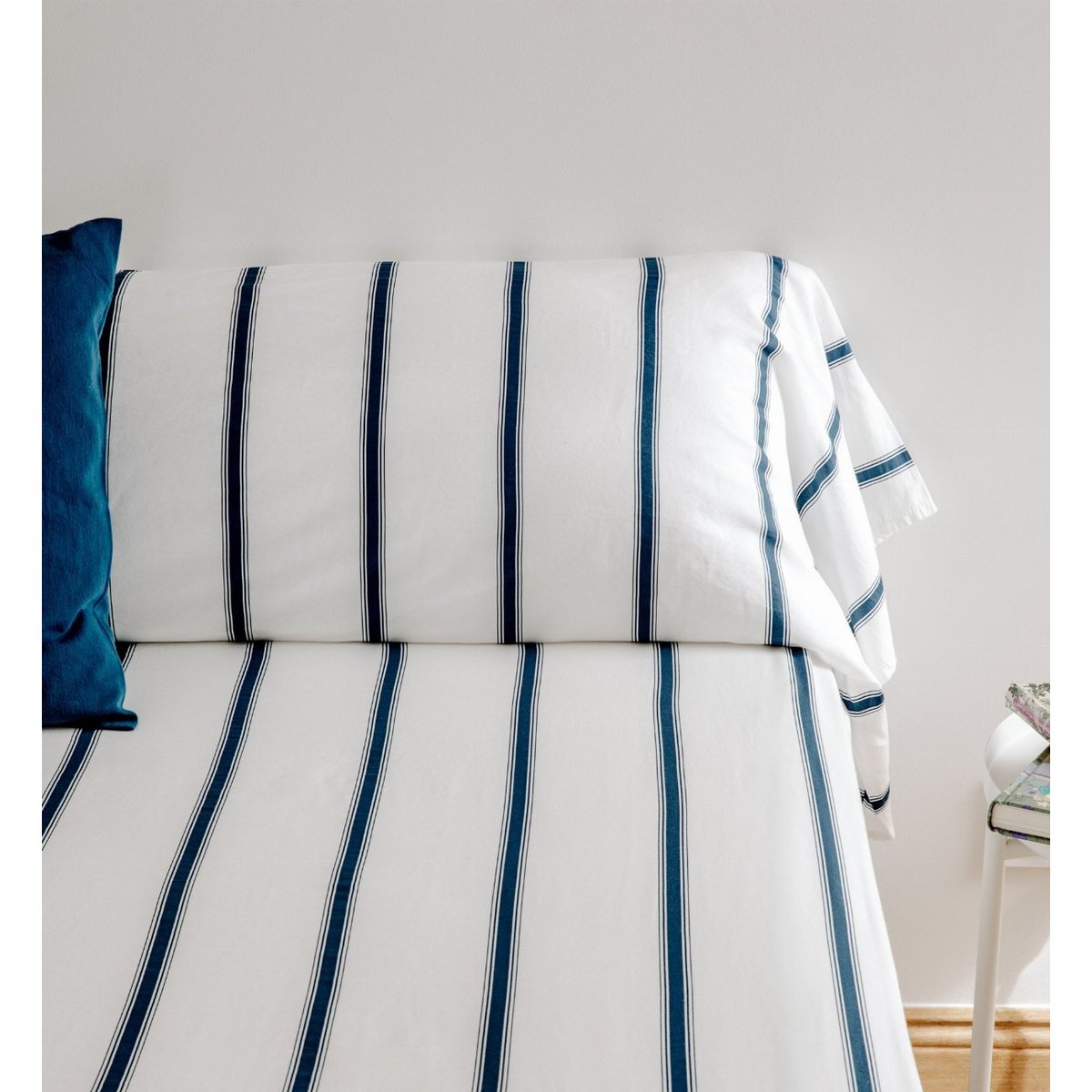 Taie de traversin Coton Bio Rayé BAÏA baïa bleu nuit, KADOLIS