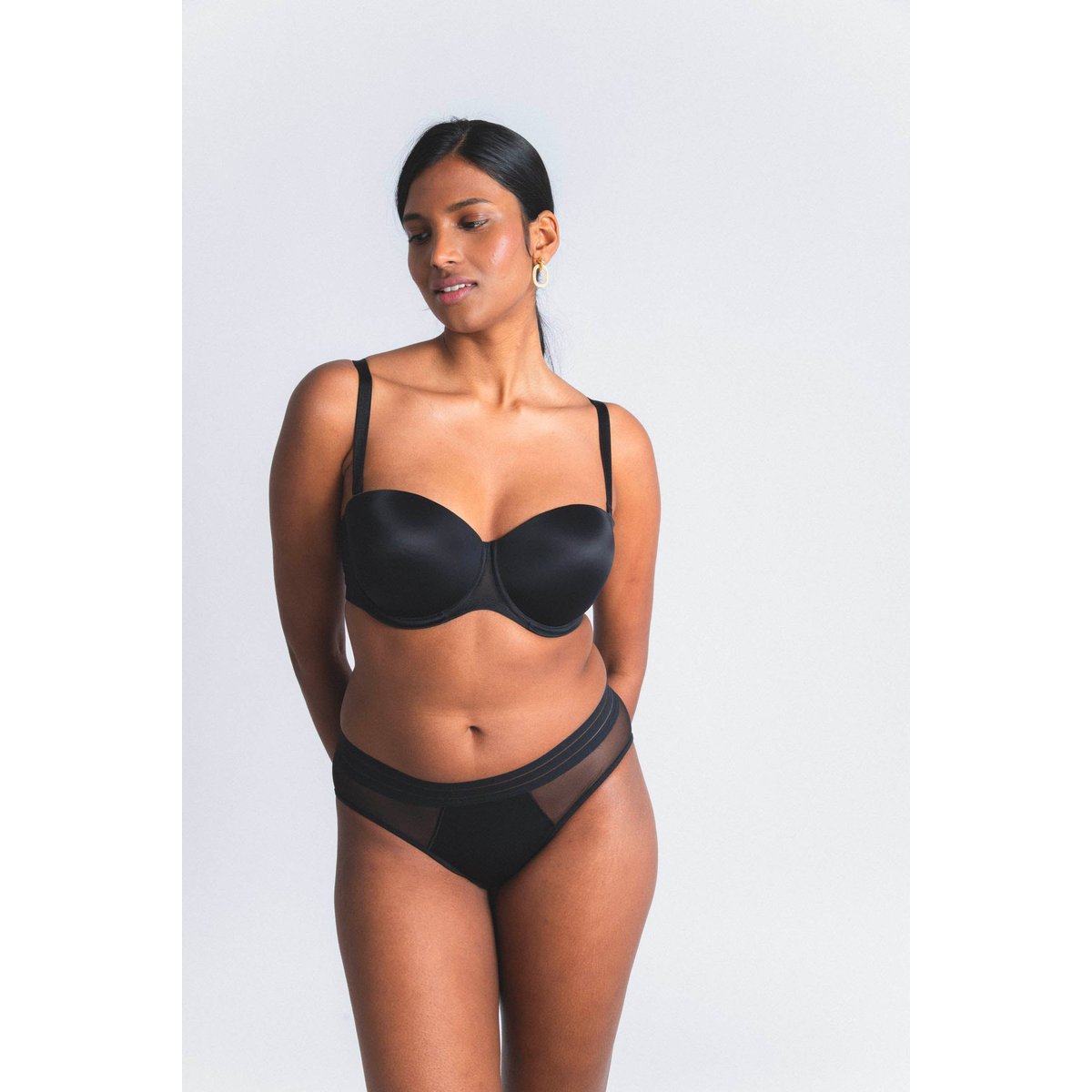 Soutien-gorge bandeau en microfibre et tulle NUFIT noir, MAISON LEJABY