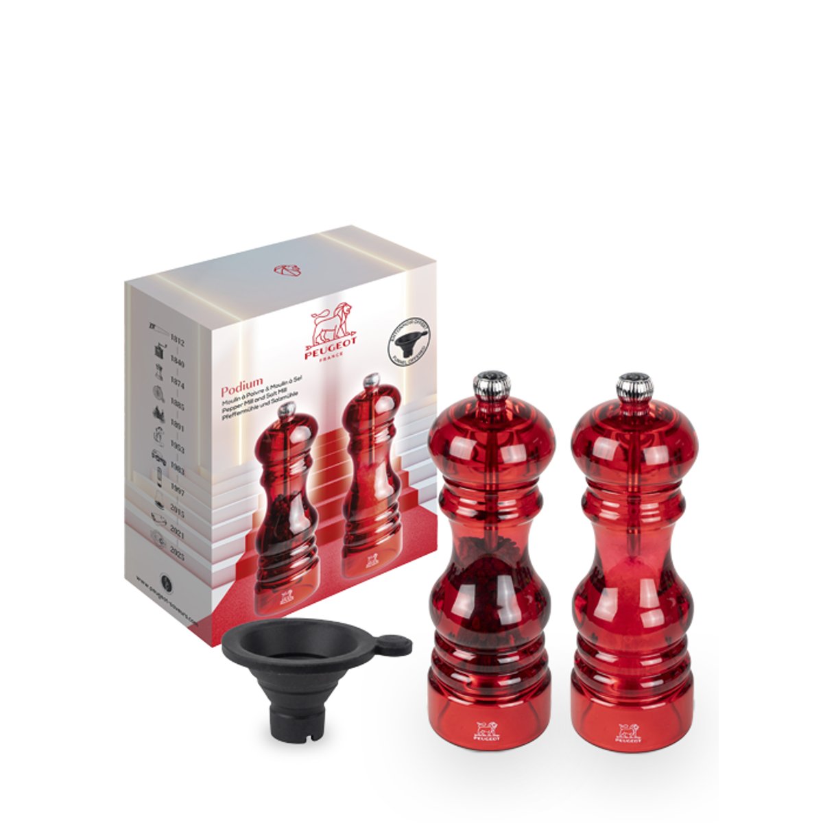 Duo moulins à poivre et à sel 18 cm rouge, PEUGEOT