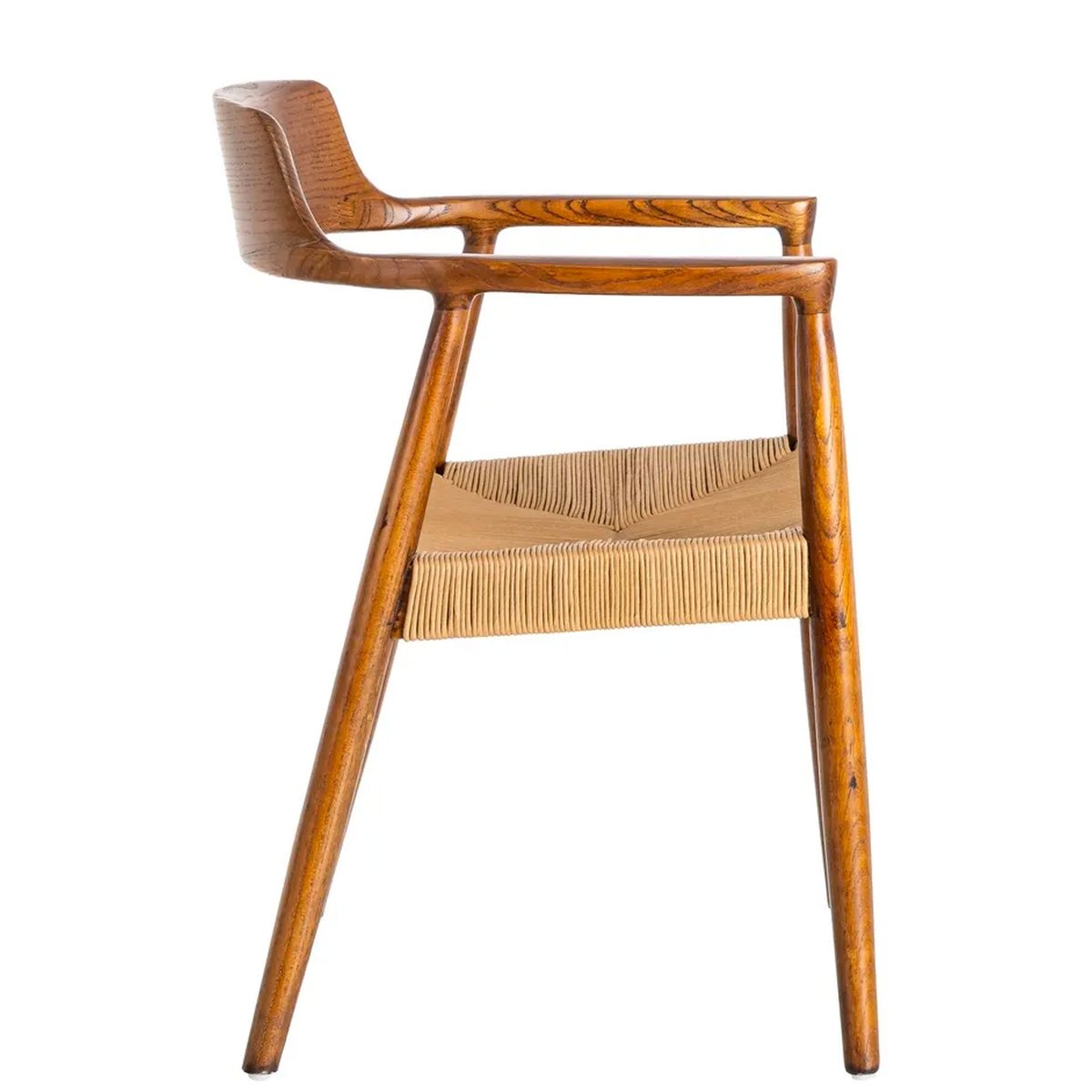 Fauteuil design en bois d'hévéa et assise cordage 57x57x78cm bois, WADIGA